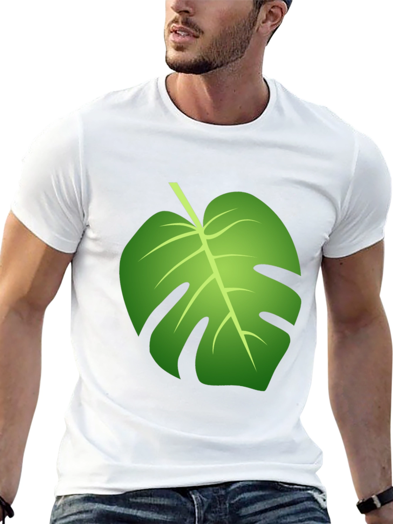 Tropical Monstera Leaf Graphic Black T-Shirt