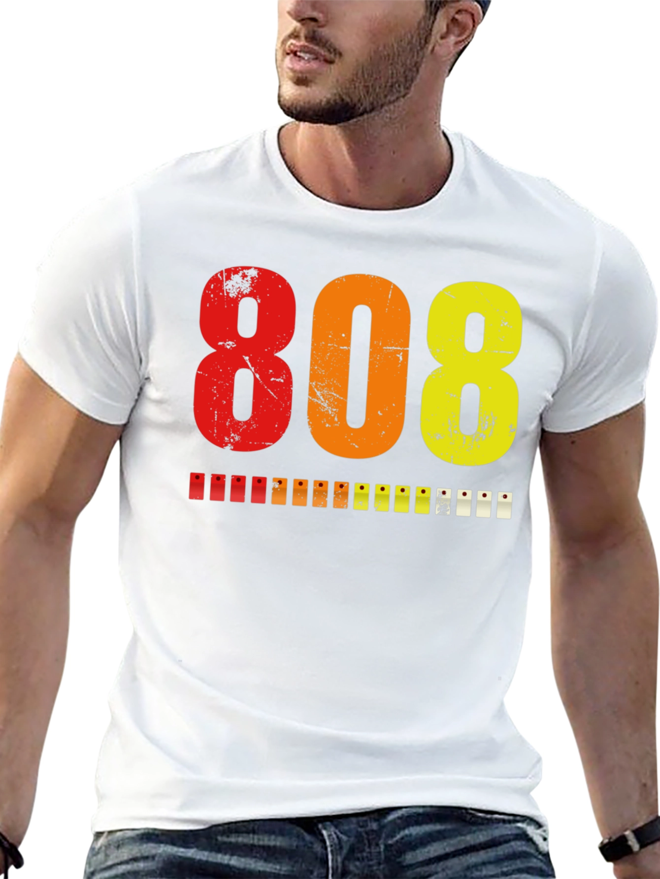 808 Graphic Print Black T-Shirt