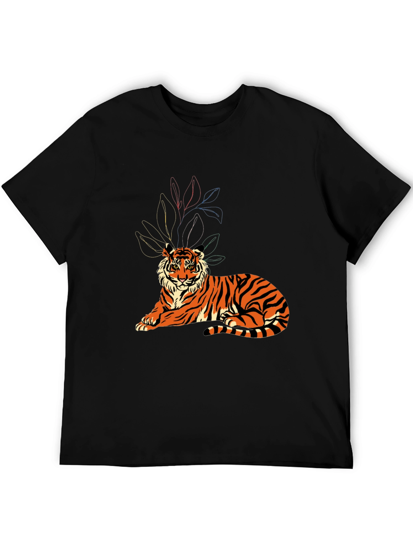 Tiger Graphic Print Crew Neck T-Shirt