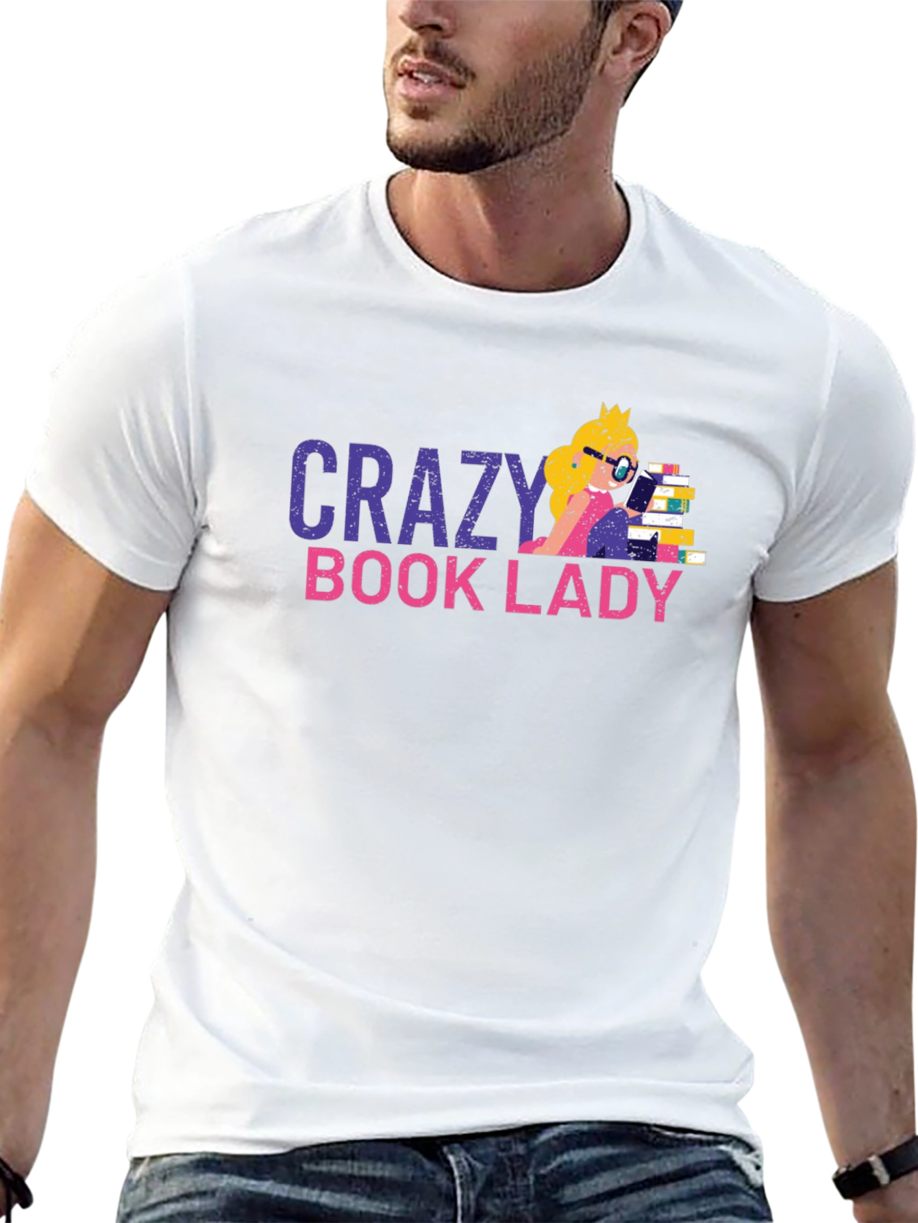 Crazy Book Lady T-Shirt - Unisex Cotton Tee