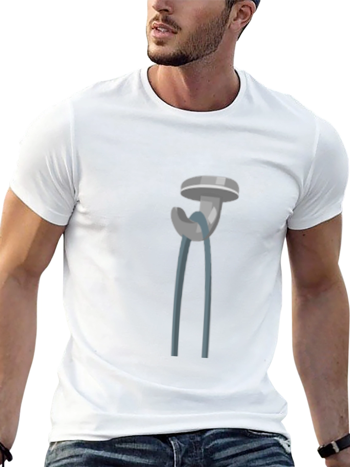 Novelty Cartoon Pliers Graphic Tee - Black Cotton Blend