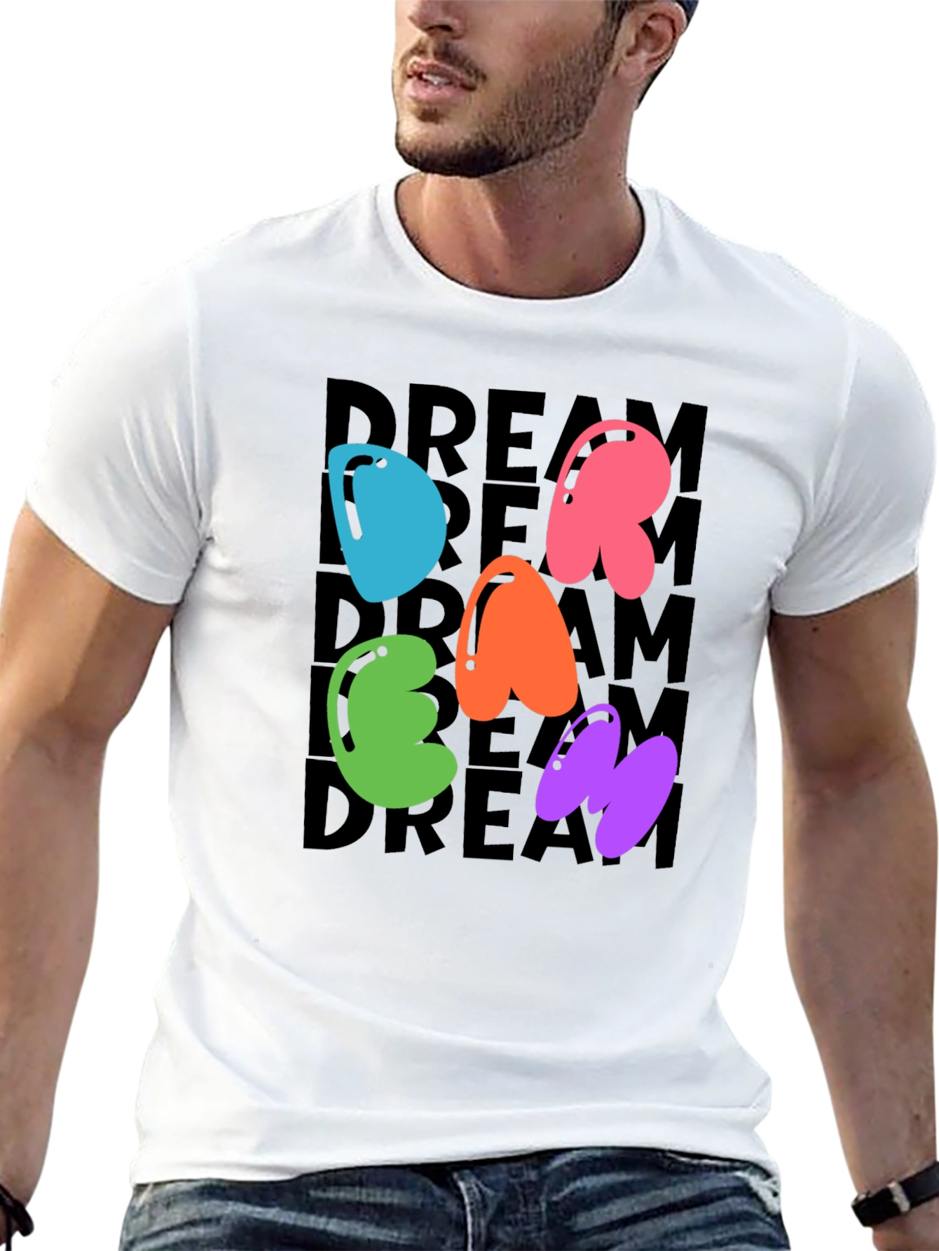 Dreamy Letter Graphic Crew Neck Tee