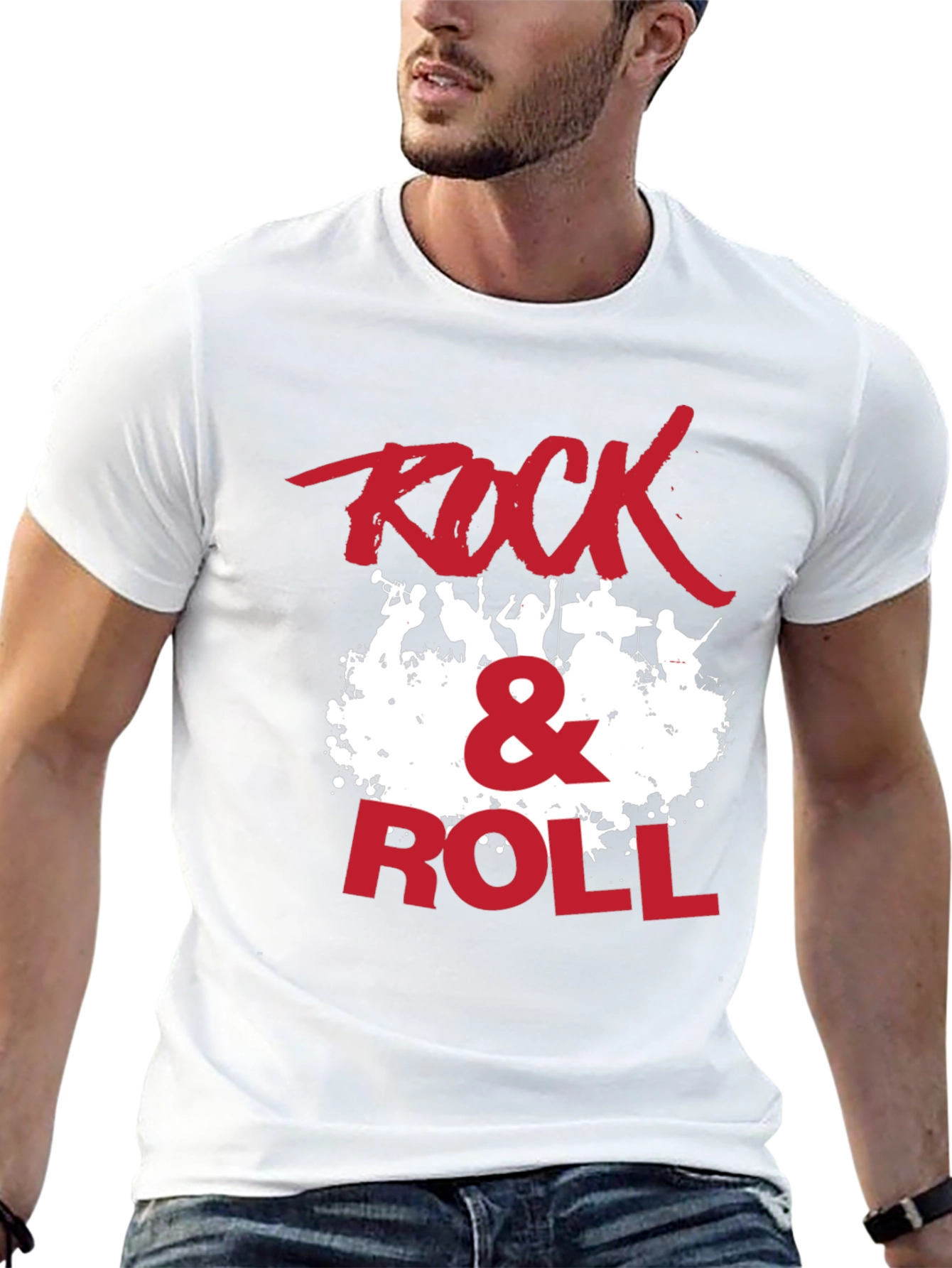 Rock & Roll Graphic Print Crew Neck T-Shirt