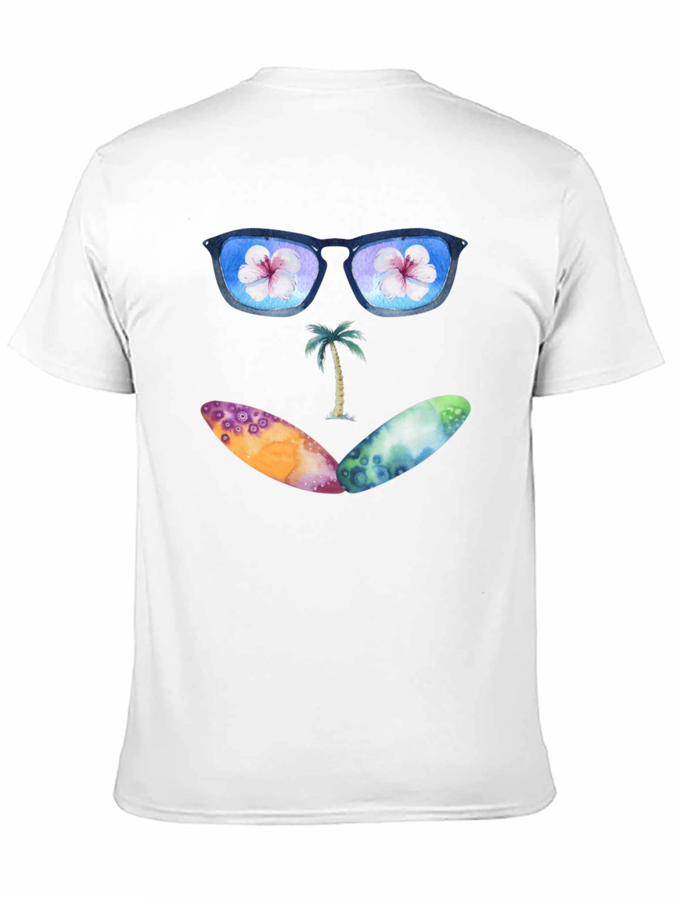 Beach Vibes Graphic Tee - Sunglasses & Surfboards Design