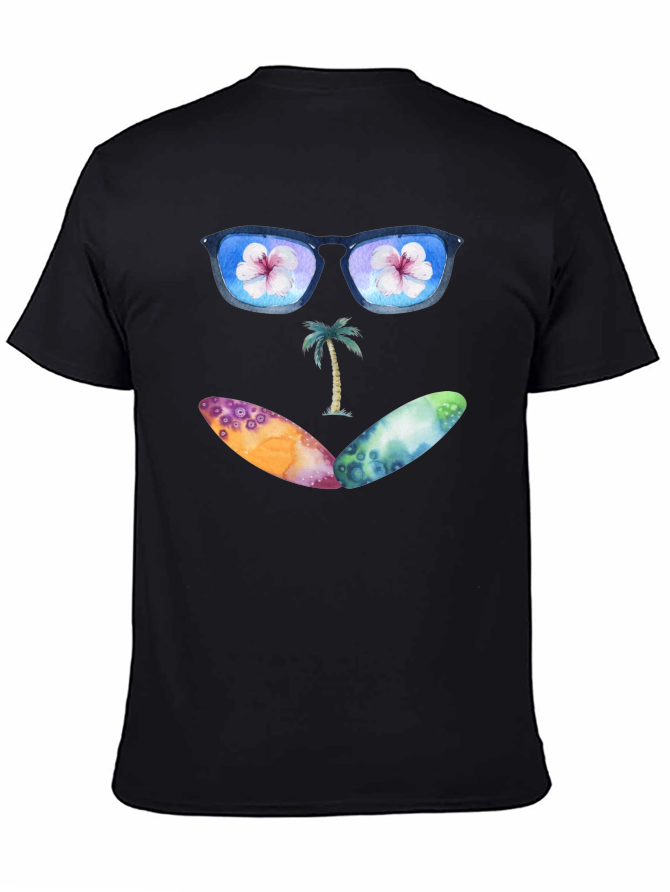 Beach Vibes Graphic Tee - Sunglasses & Surfboards Design