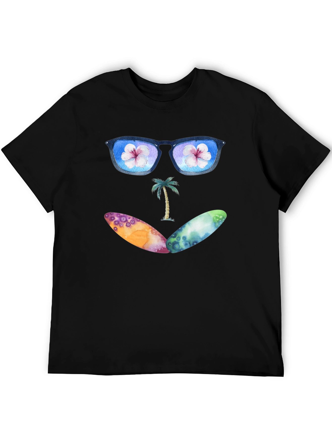 Beach Vibes Graphic Tee - Sunglasses & Surfboards Design