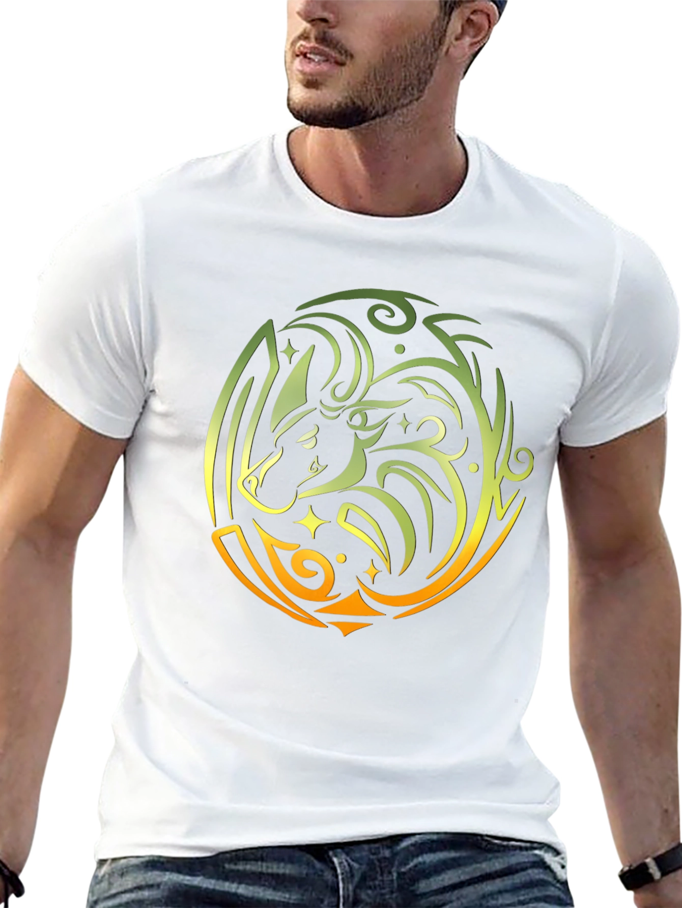 Tribal Bull Graphic Black T-Shirt