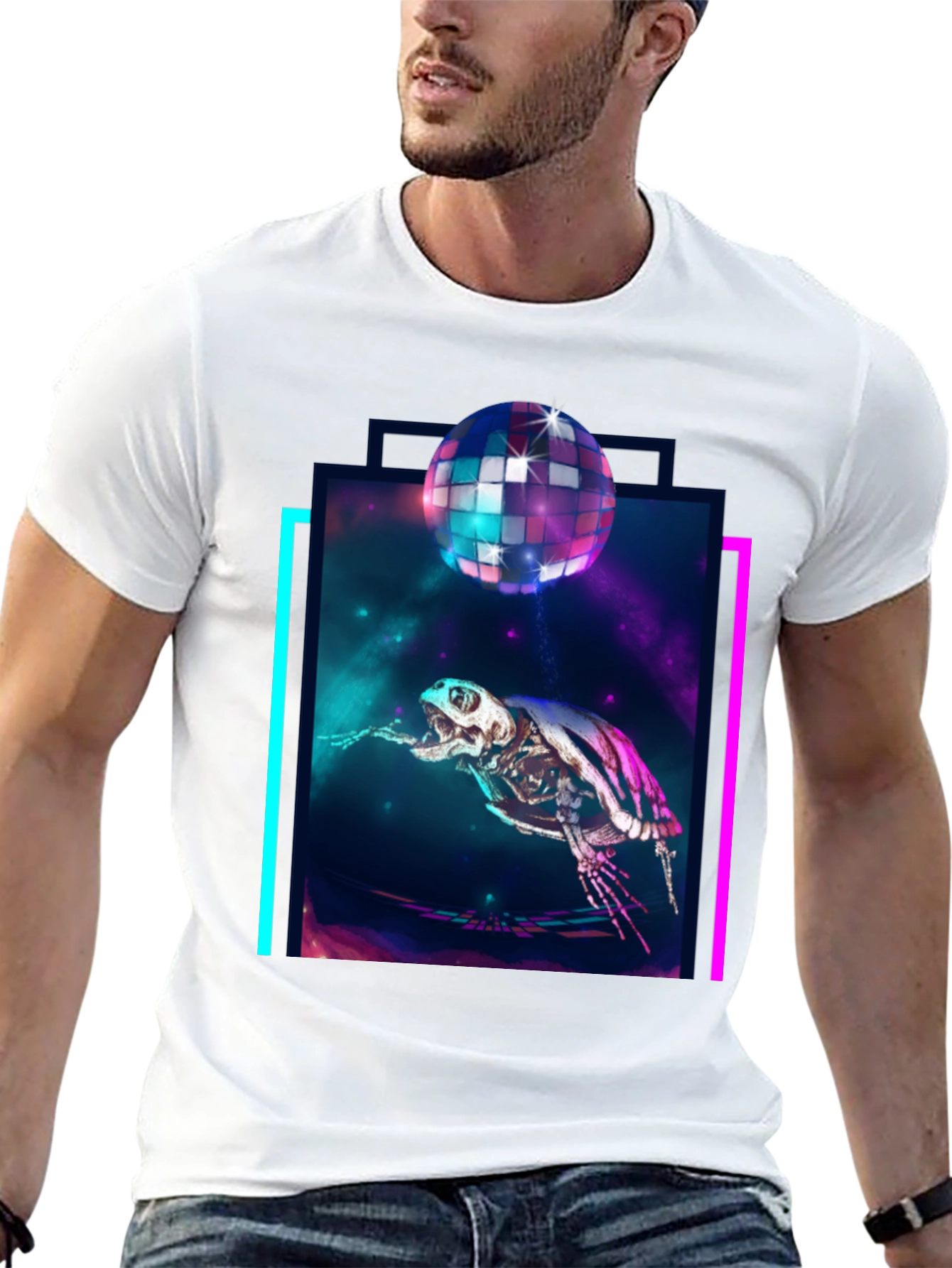Cosmic Turtle Skeleton Disco T-Shirt