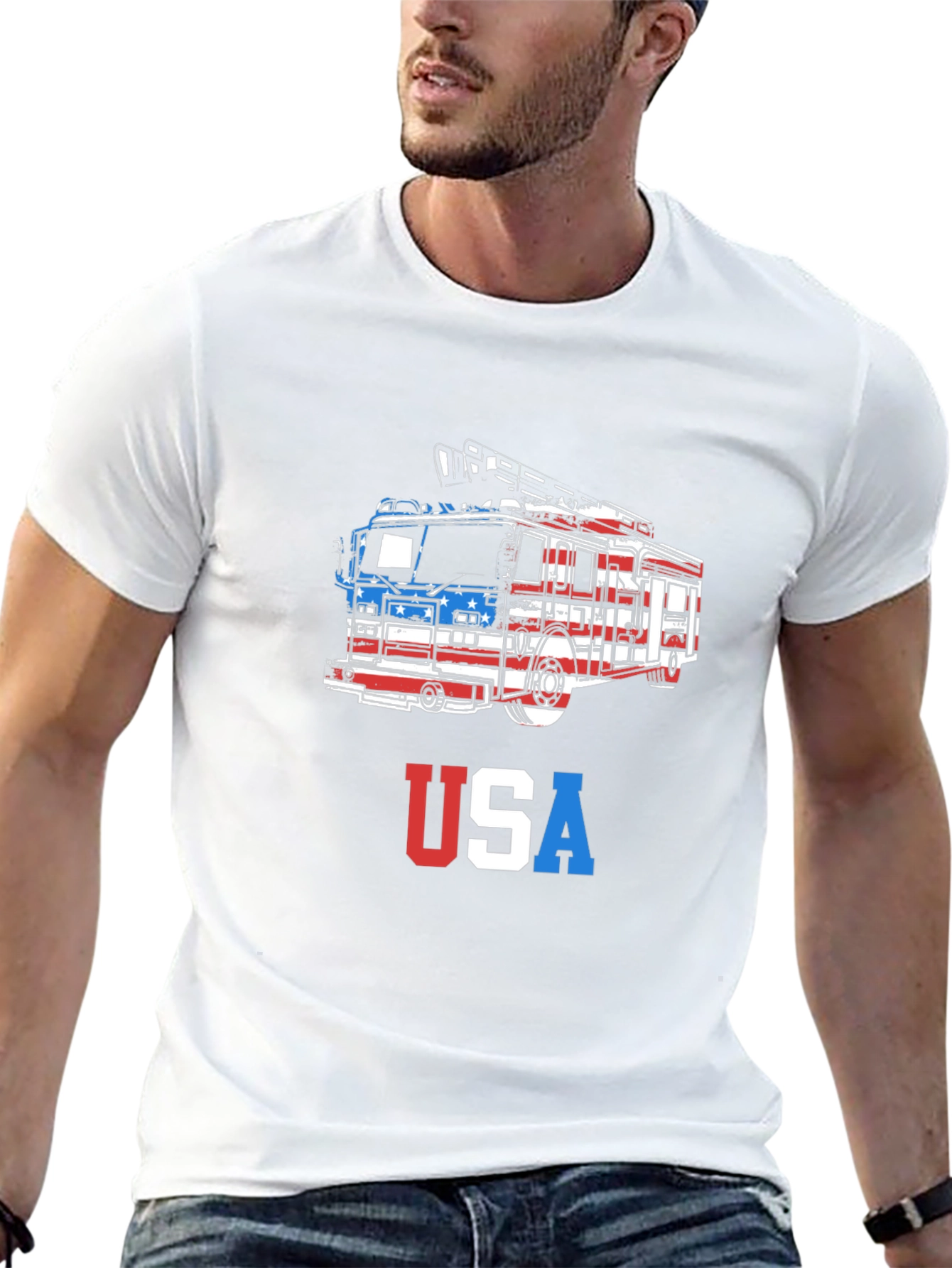 USA Firetruck Patriotic T-Shirt