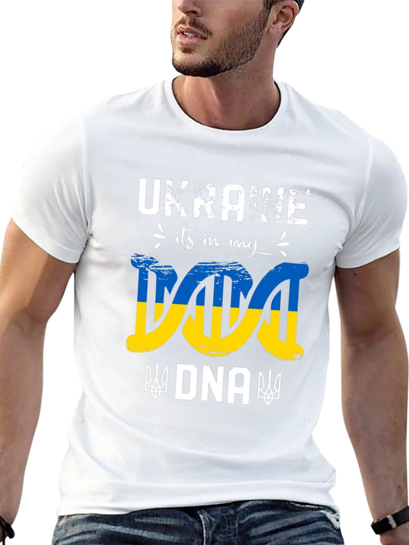 Ukraine DNA Flag Graphic T-Shirt - Stand With Ukraine
