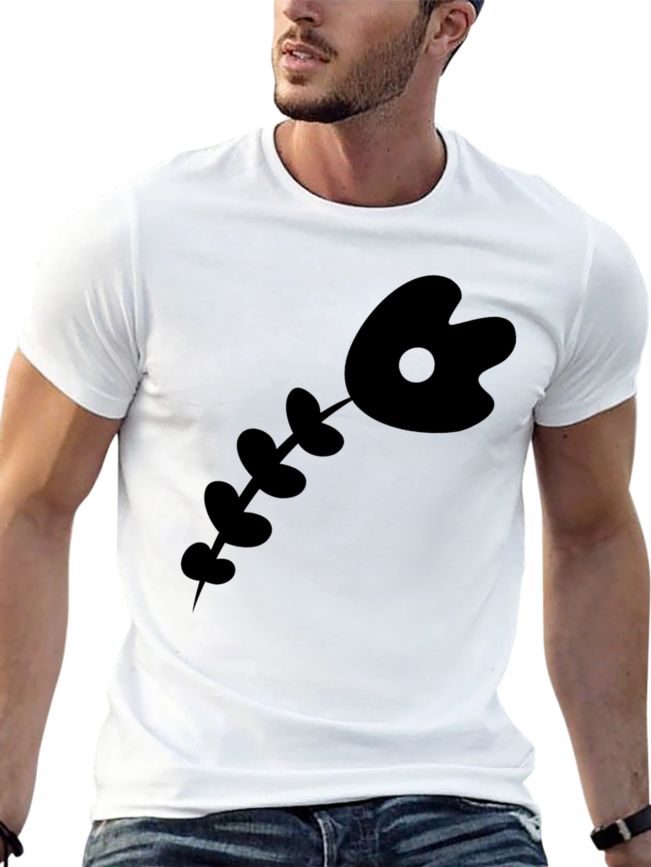 Quirky Black Cartoon Skeleton T-Shirt