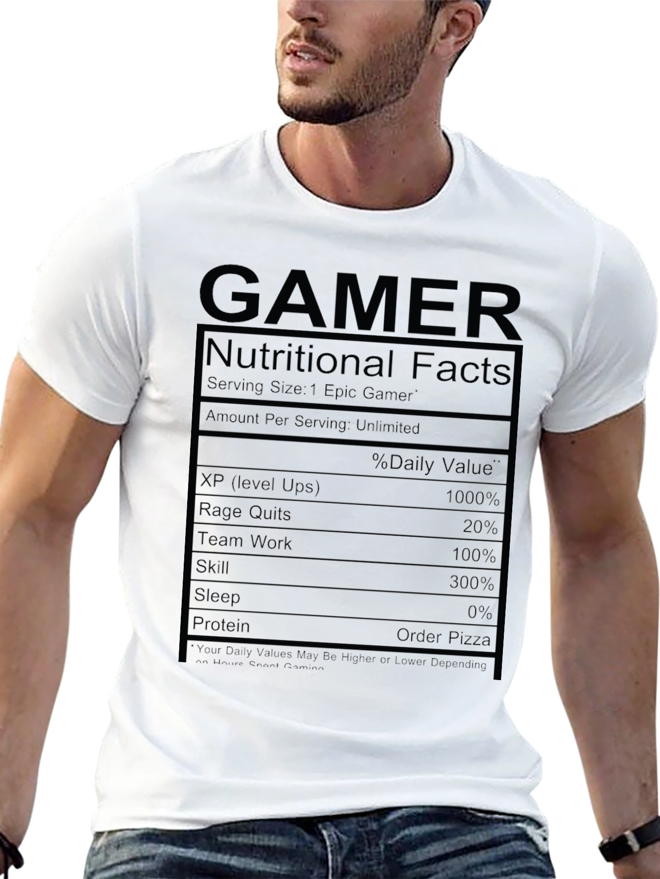 Gamer Nutritional Facts Graphic T-Shirt