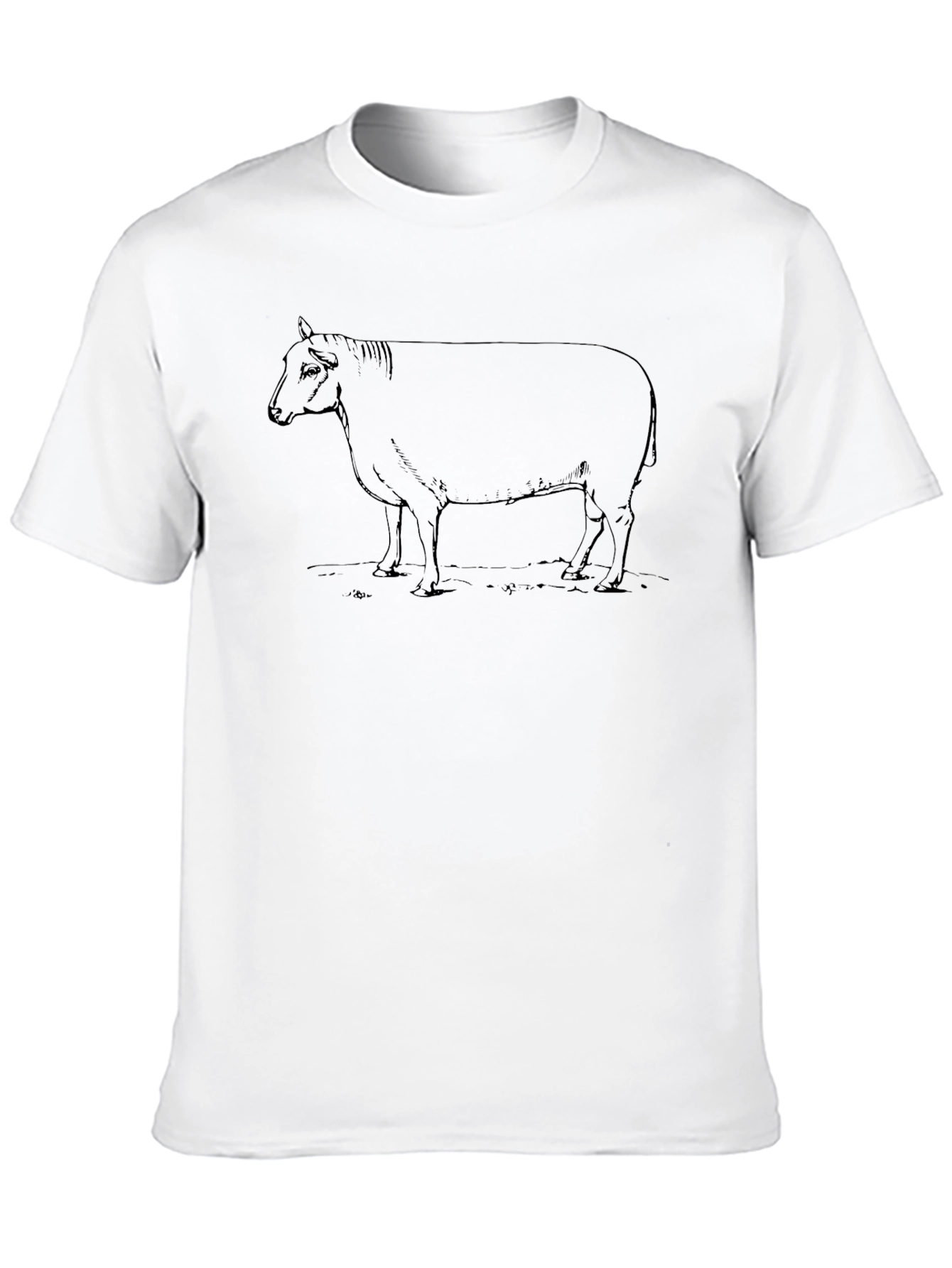 Black Cow Outline Graphic Tee - Farm Animal Shirt