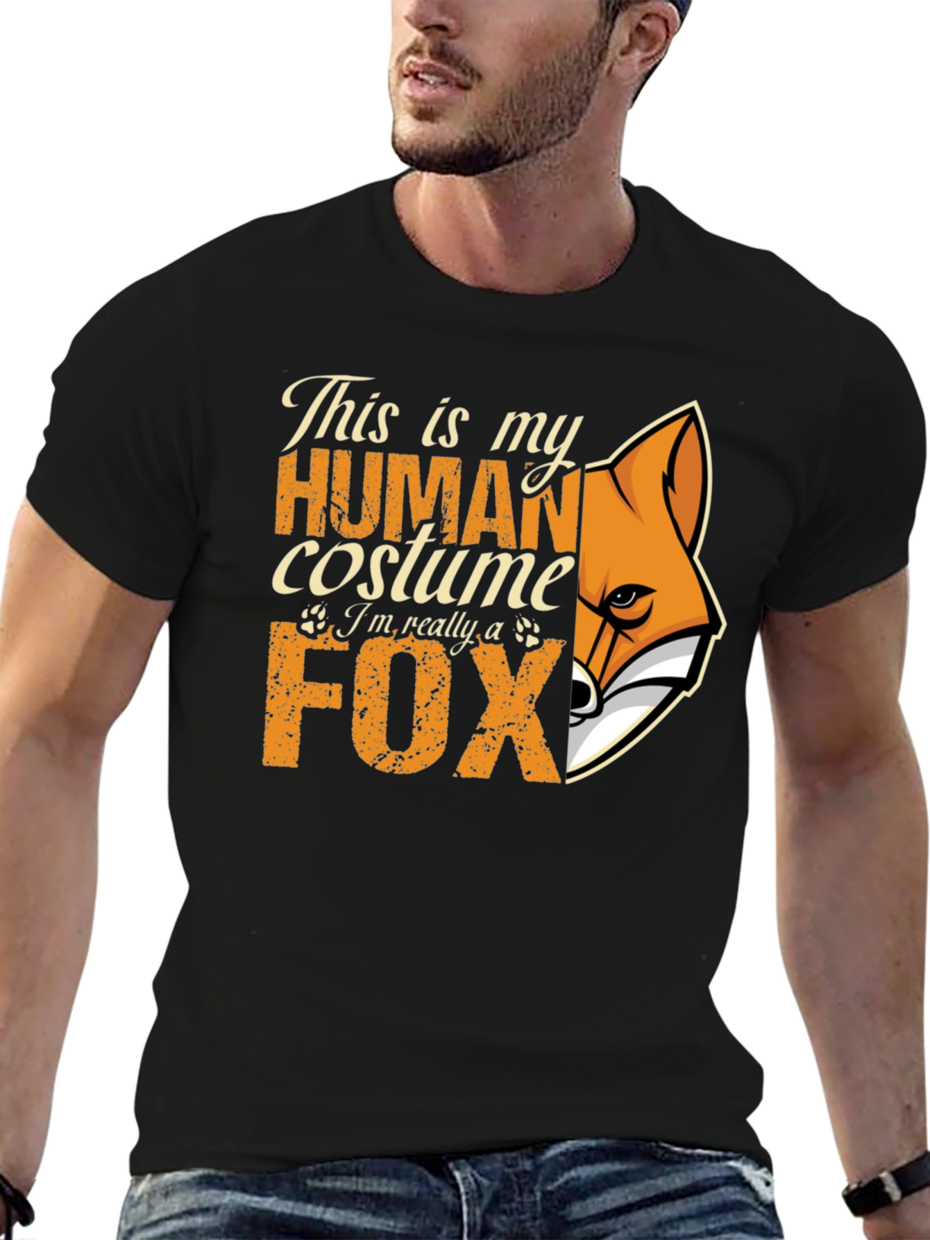 Human Costume Fox Graphic T-Shirt - Novelty Tee