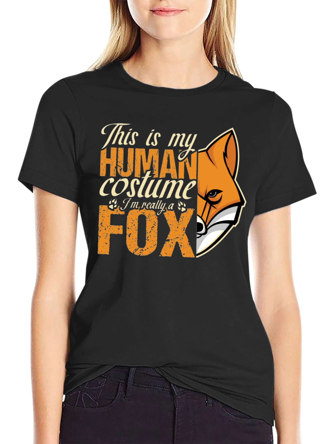 Human Costume Fox Graphic T-Shirt - Novelty Tee