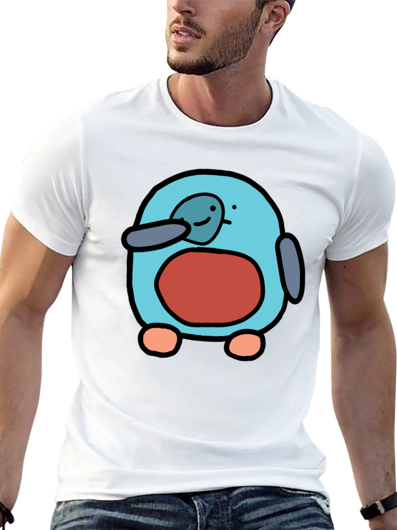 Cartoon Penguin Graphic Tee - Fun Black T-Shirt