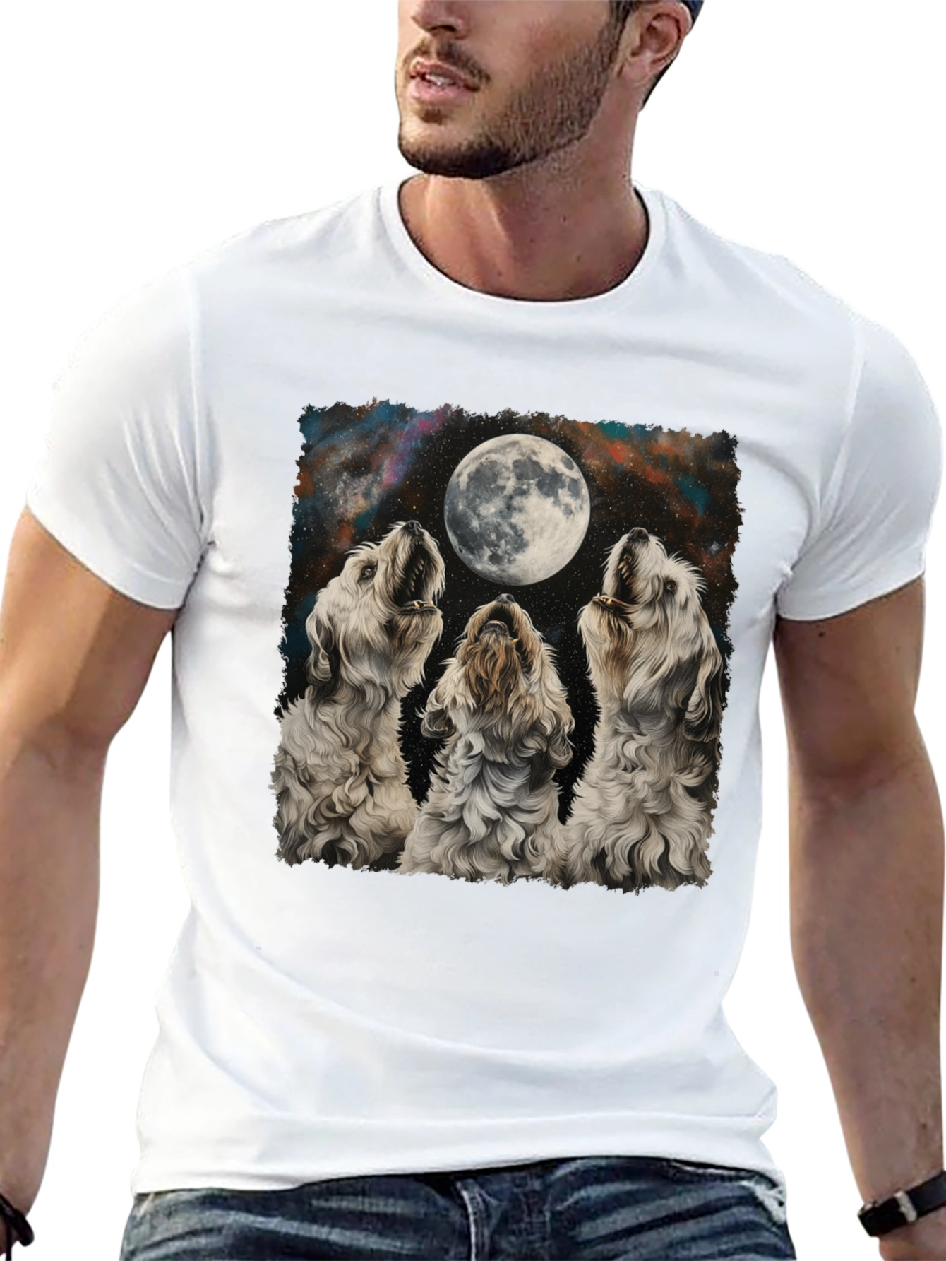 Dog Howling at Moon Graphic T-Shirt