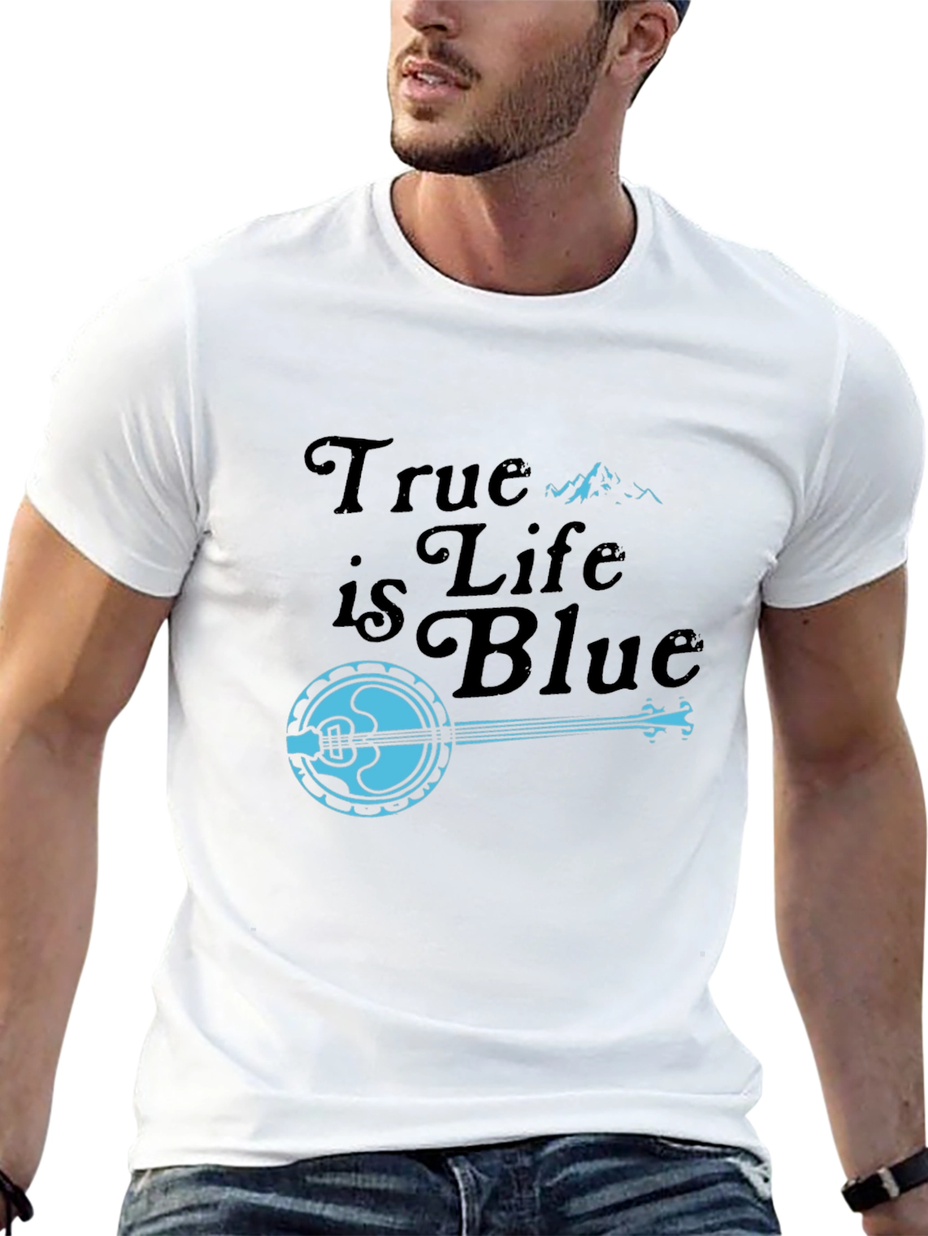 True is Life is Blue Banjo Graphic T-Shirt