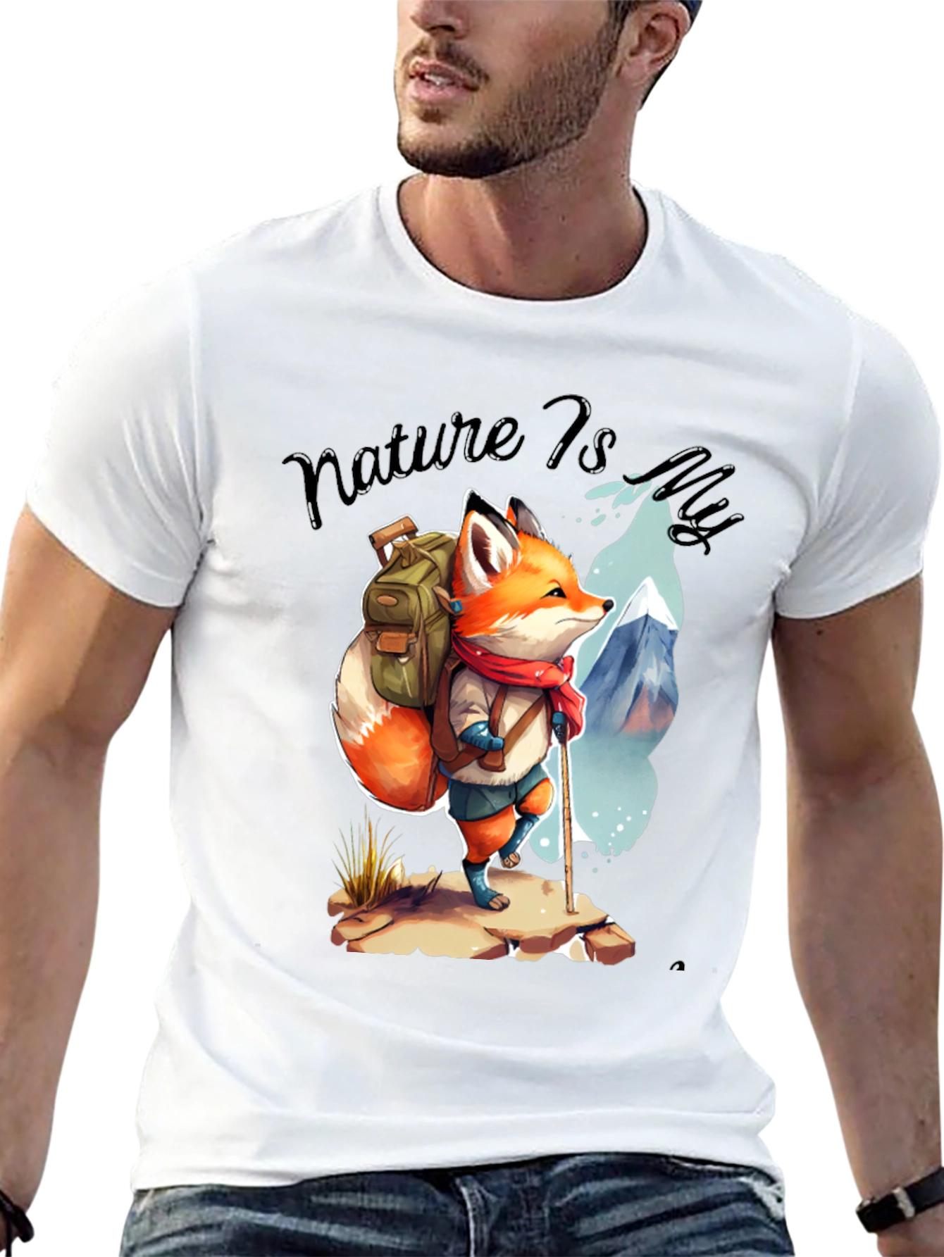 Nature Hiking Fox Graphic T-Shirt