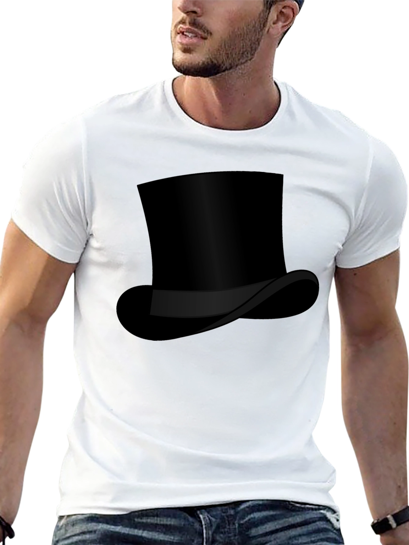 Top Hat Graphic Tee - Classic Style Black T-Shirt