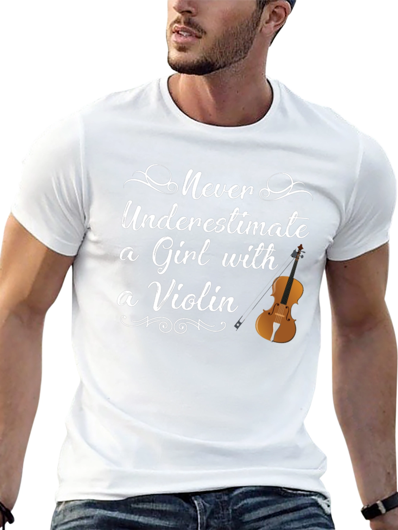 Never Underestimate a Girl with a Violin T-Shirt