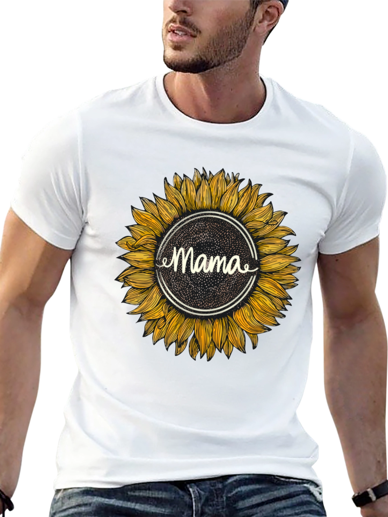 Mama Sunflower Graphic T-Shirt - Black Cotton