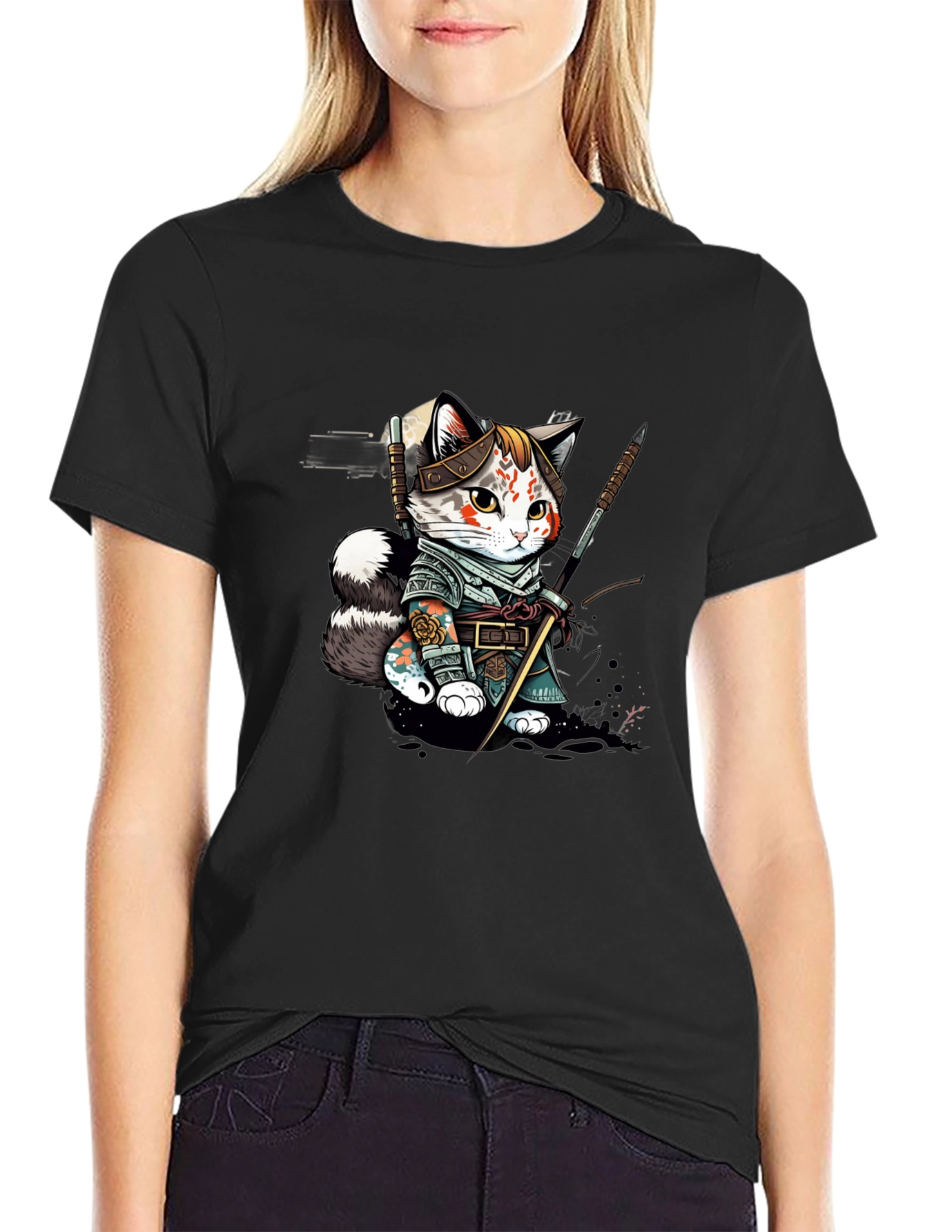 Samurai Cat T-Shirt - Unique Graphic Tee