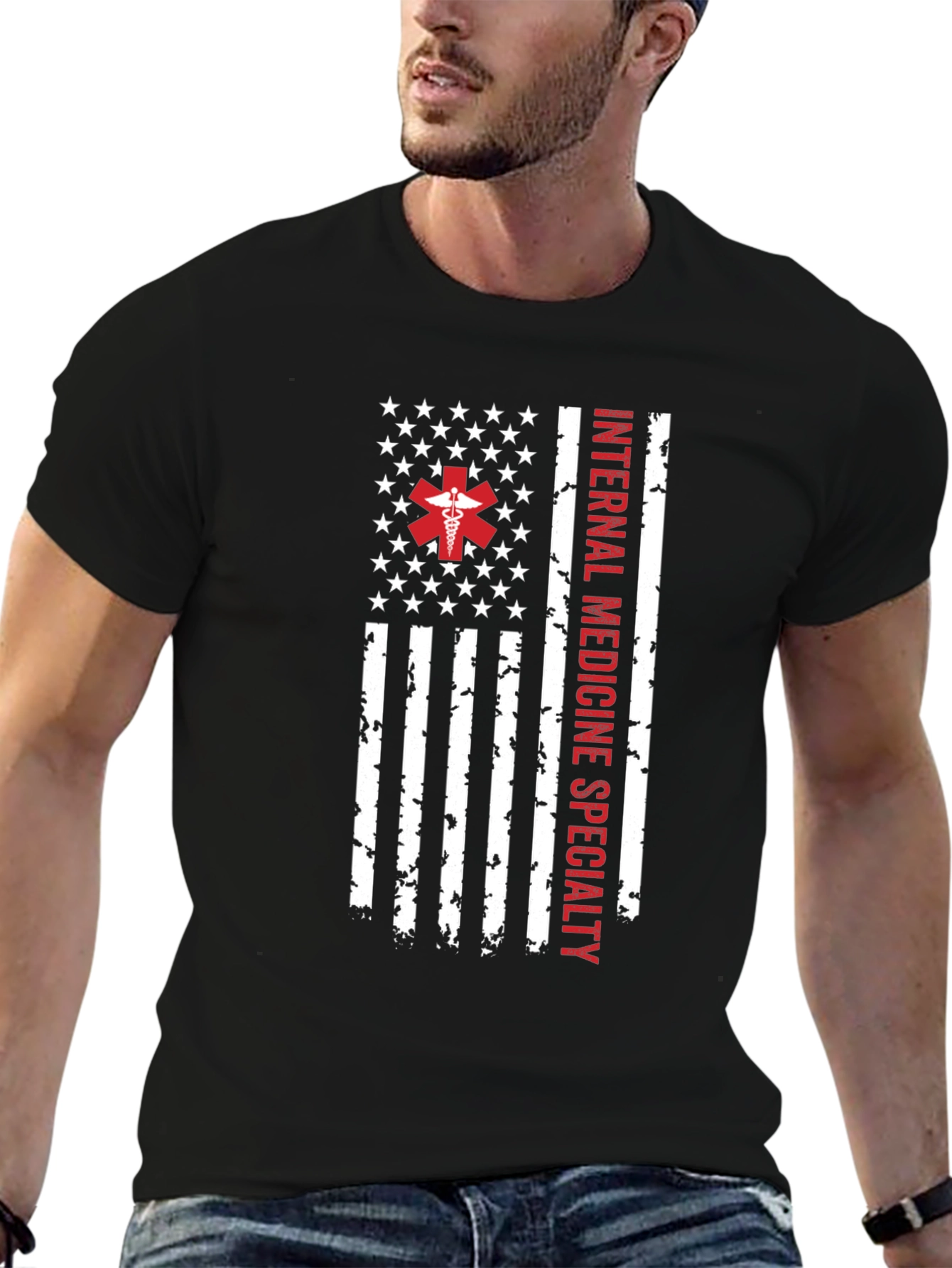Internal Medicine Specialty American Flag T-Shirt