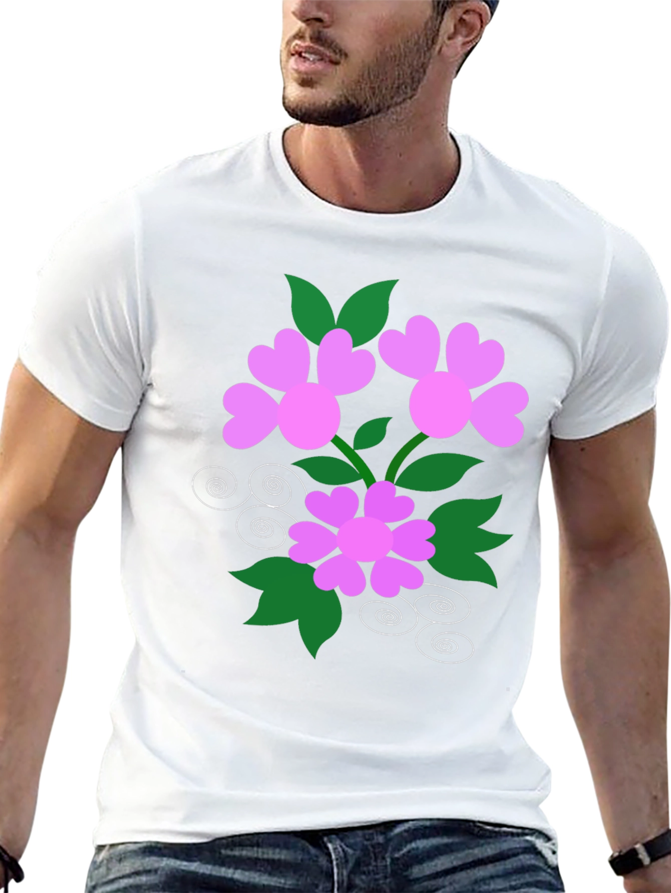 Floral Heart Tee - Black Cotton Blend