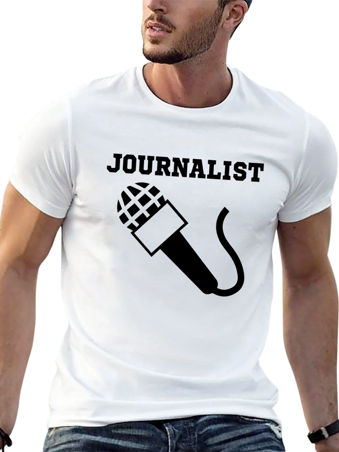 Journalist Microphone Graphic Tee - Black