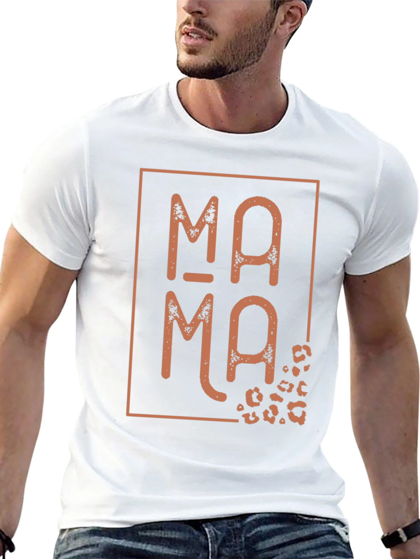 Mama Leopard Print Graphic Tee - Black