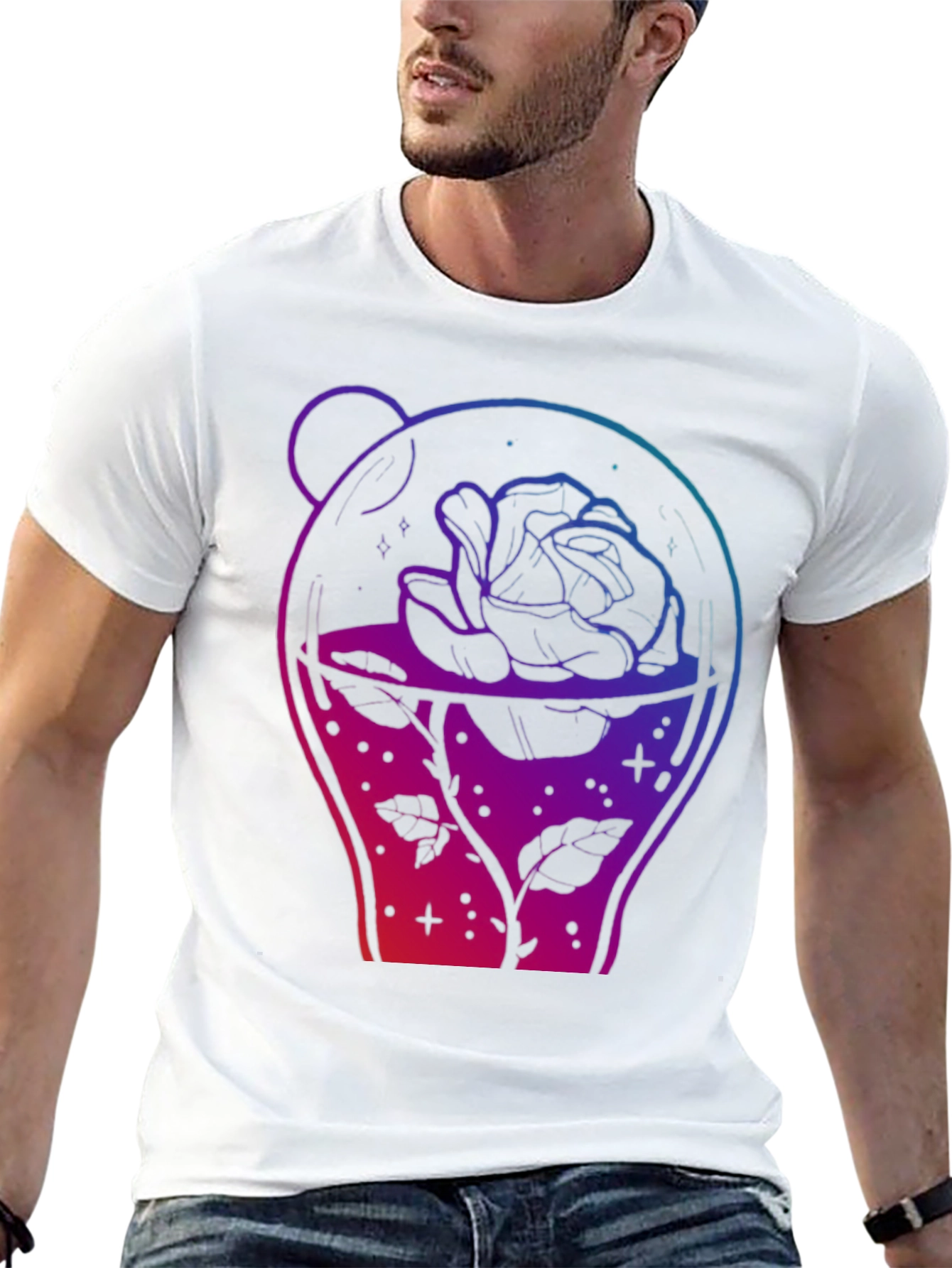 Rose in Jar Graphic Print Black T-Shirt