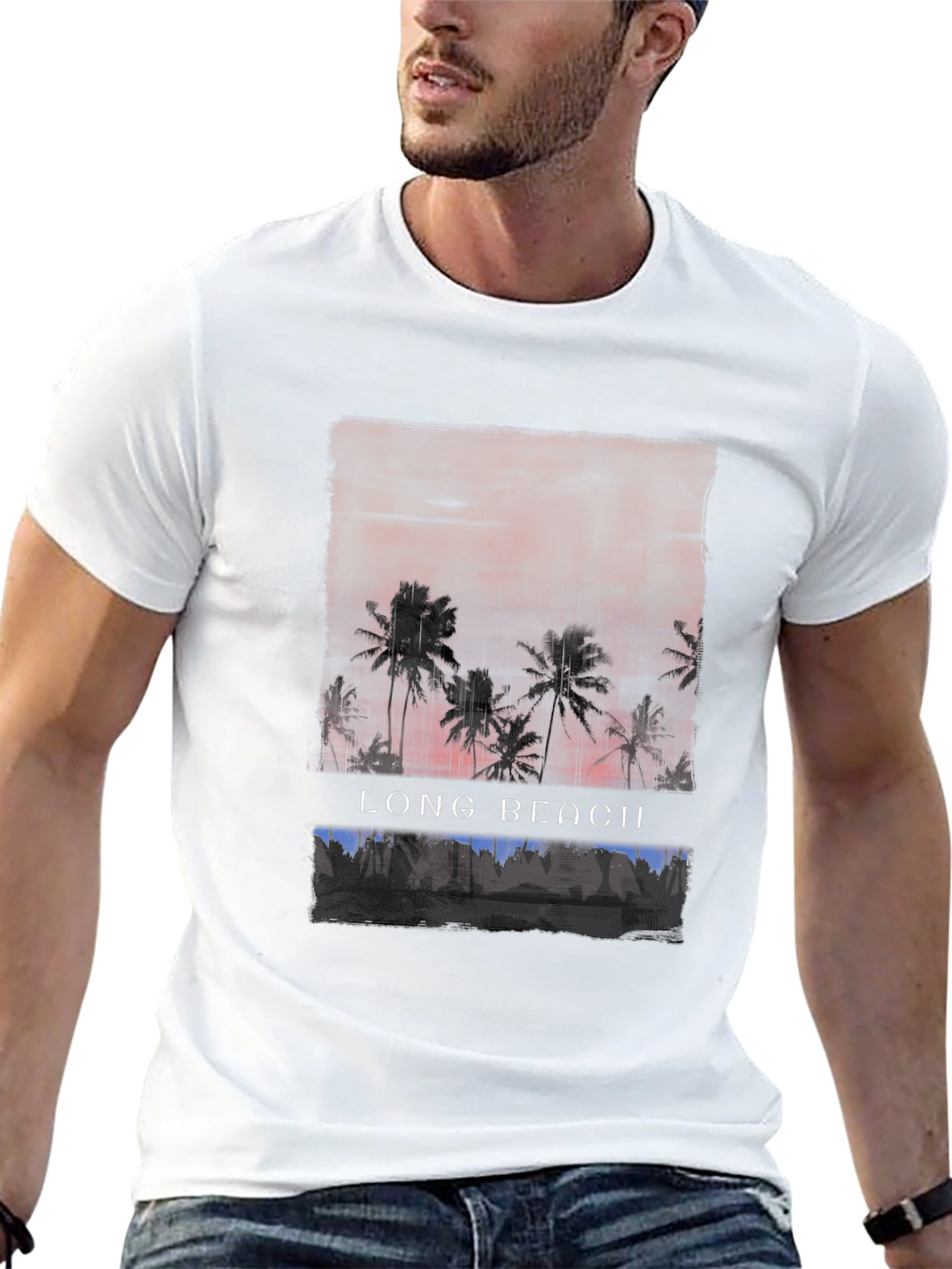 Long Beach Palm Tee - Sunset Graphic T-Shirt