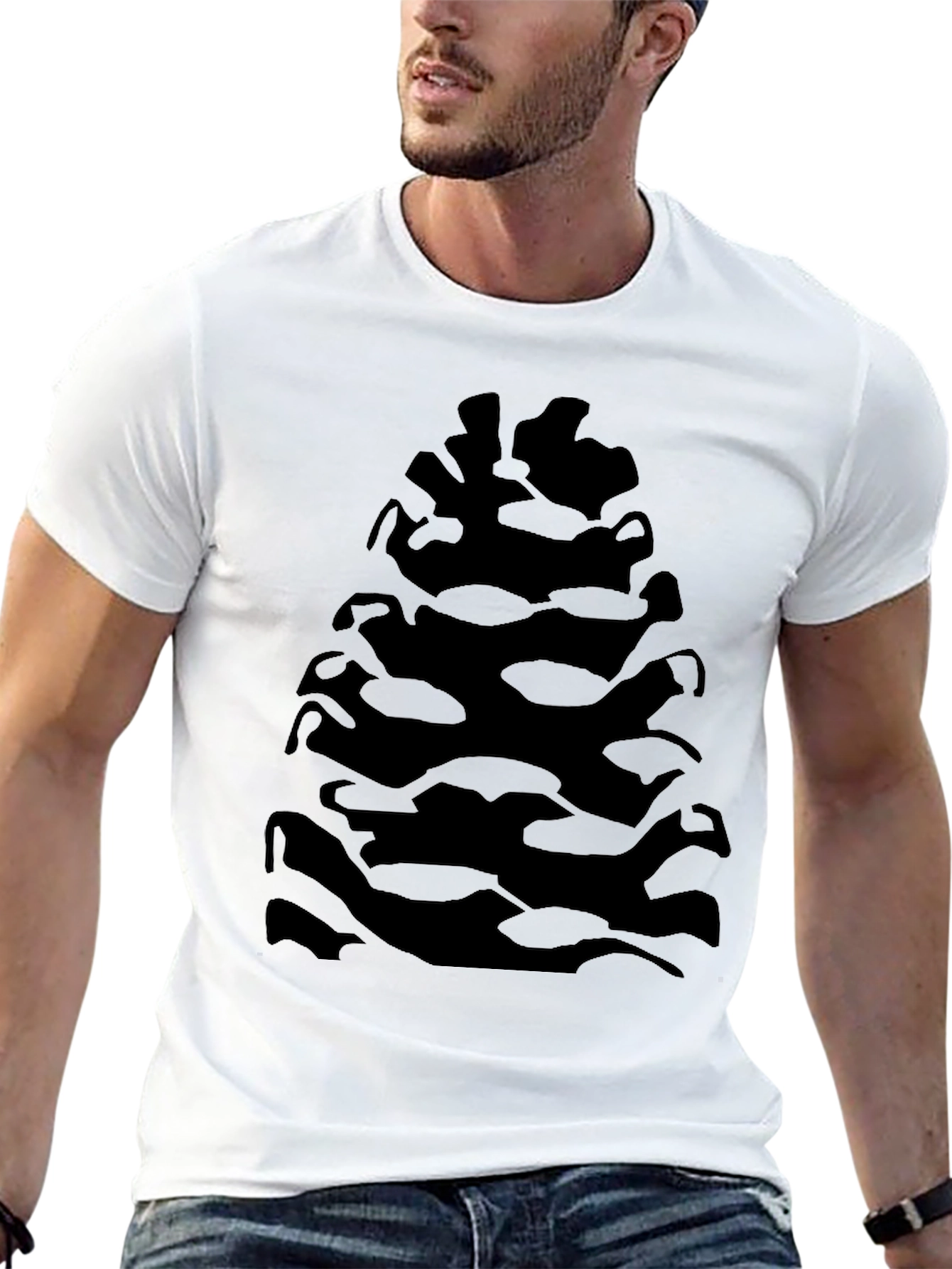 Black Pine Cone Print T-Shirt