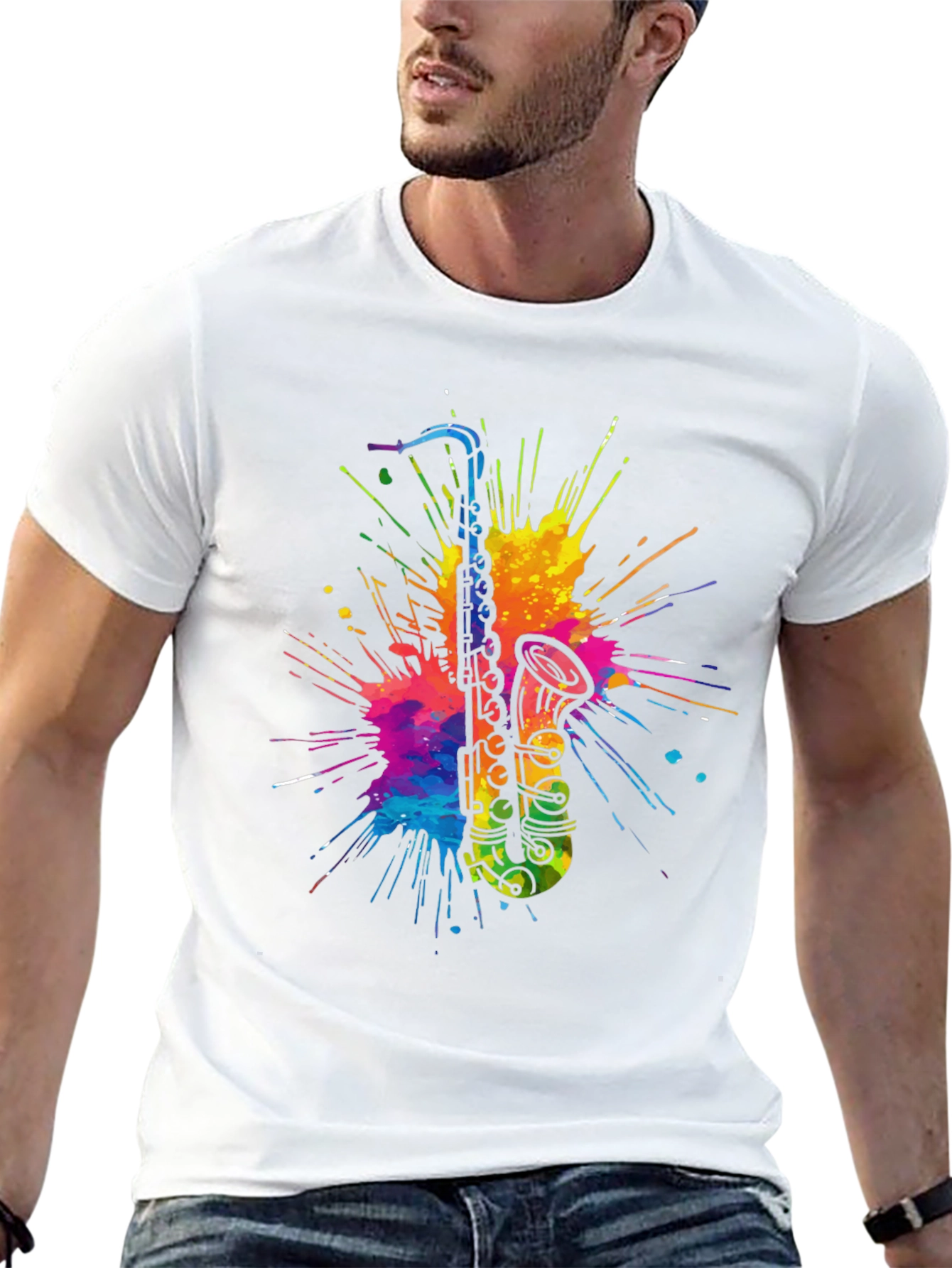 Colorful Saxophone Splash T-Shirt
