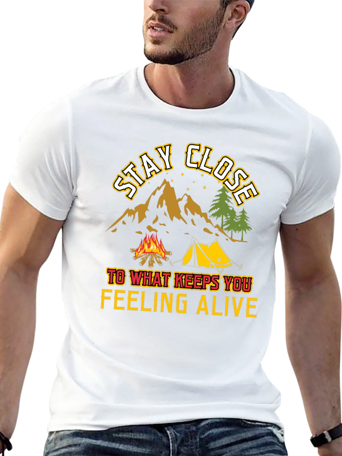 Stay Close Camping T-Shirt - Adventure Awaits!