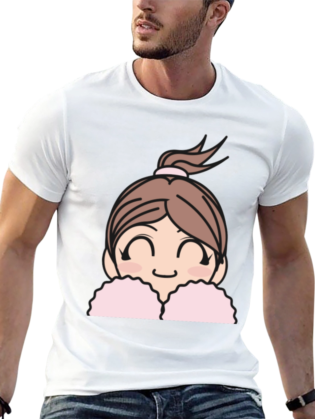 Cute Anime Girl Graphic Black T-Shirt