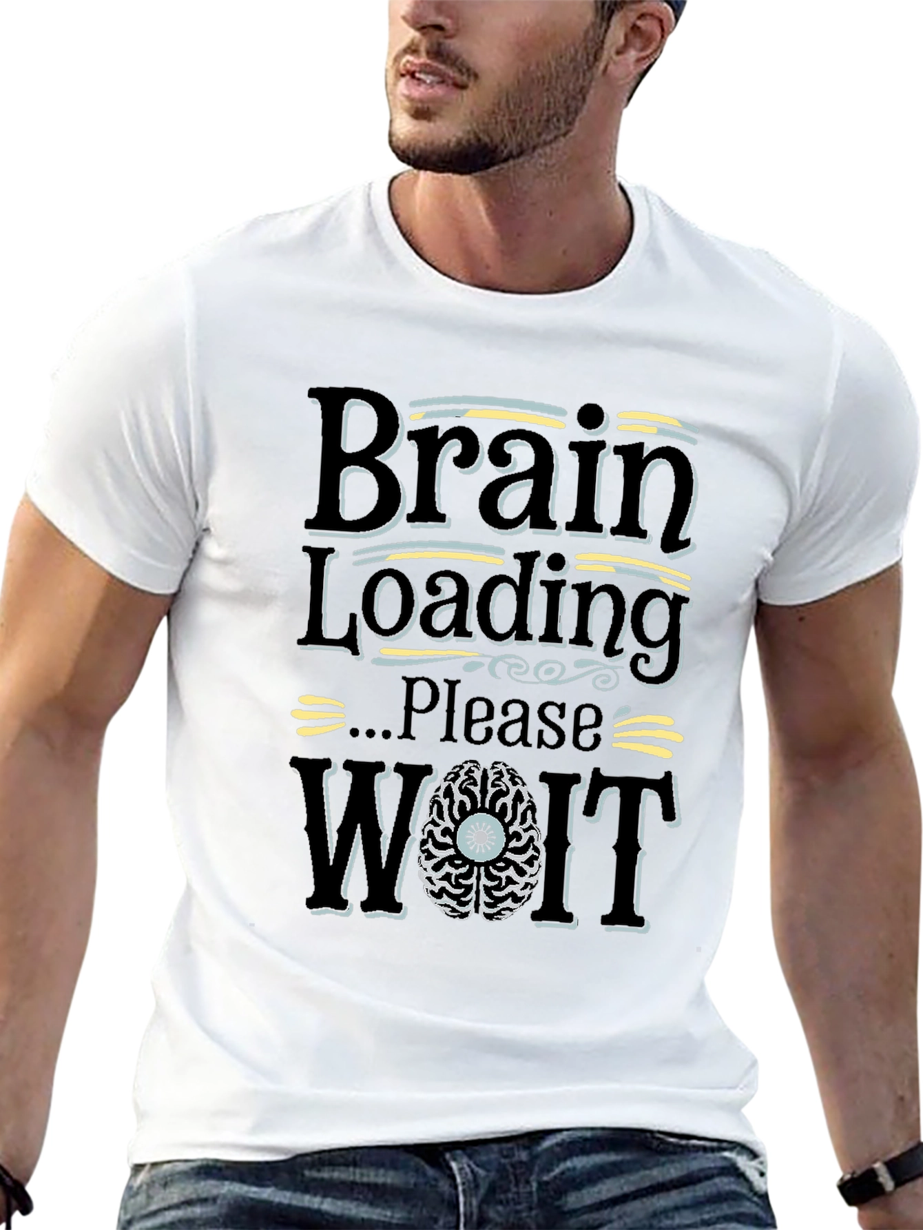Brain Loading Please Wait Graphic Novelty T-Shirt