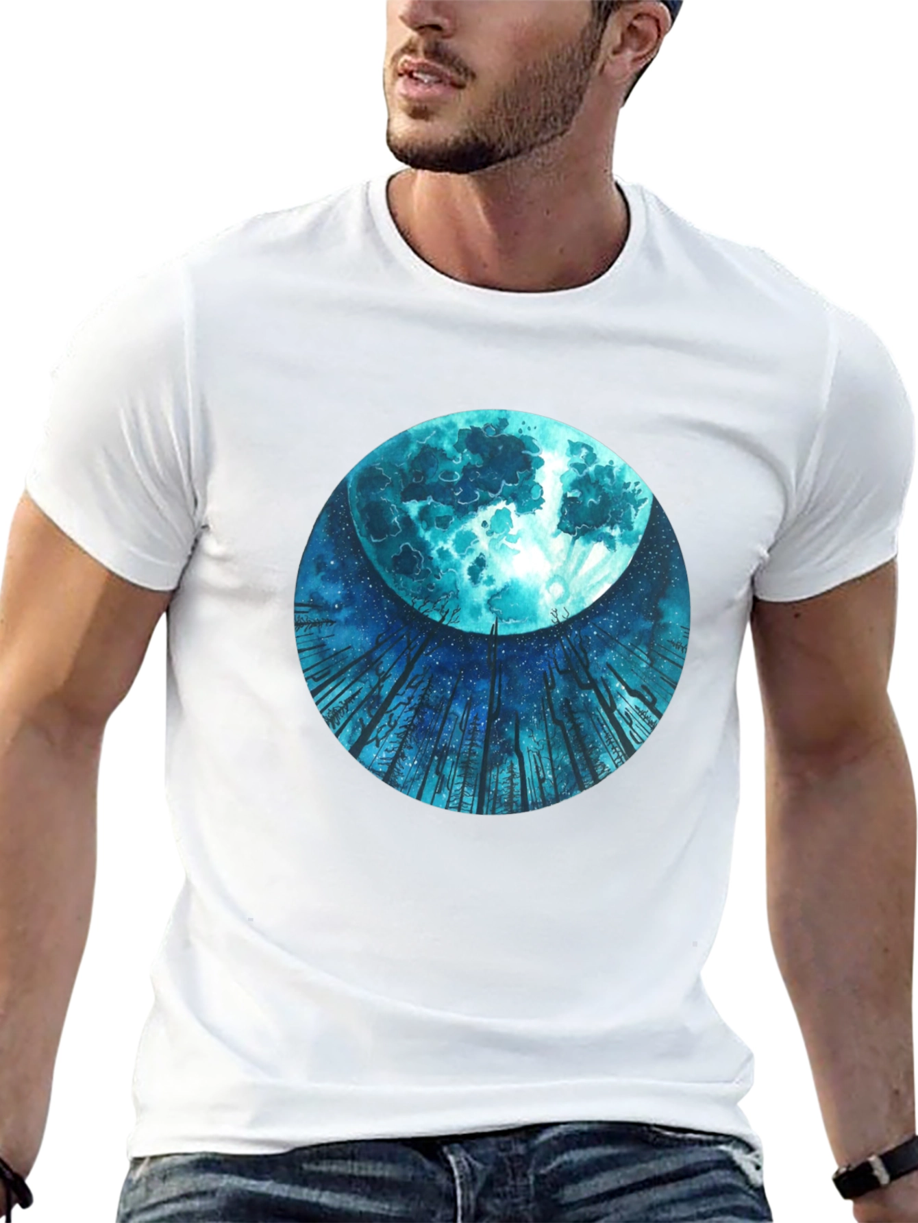 Mystic Moon Black Tee - Unique Graphic Print