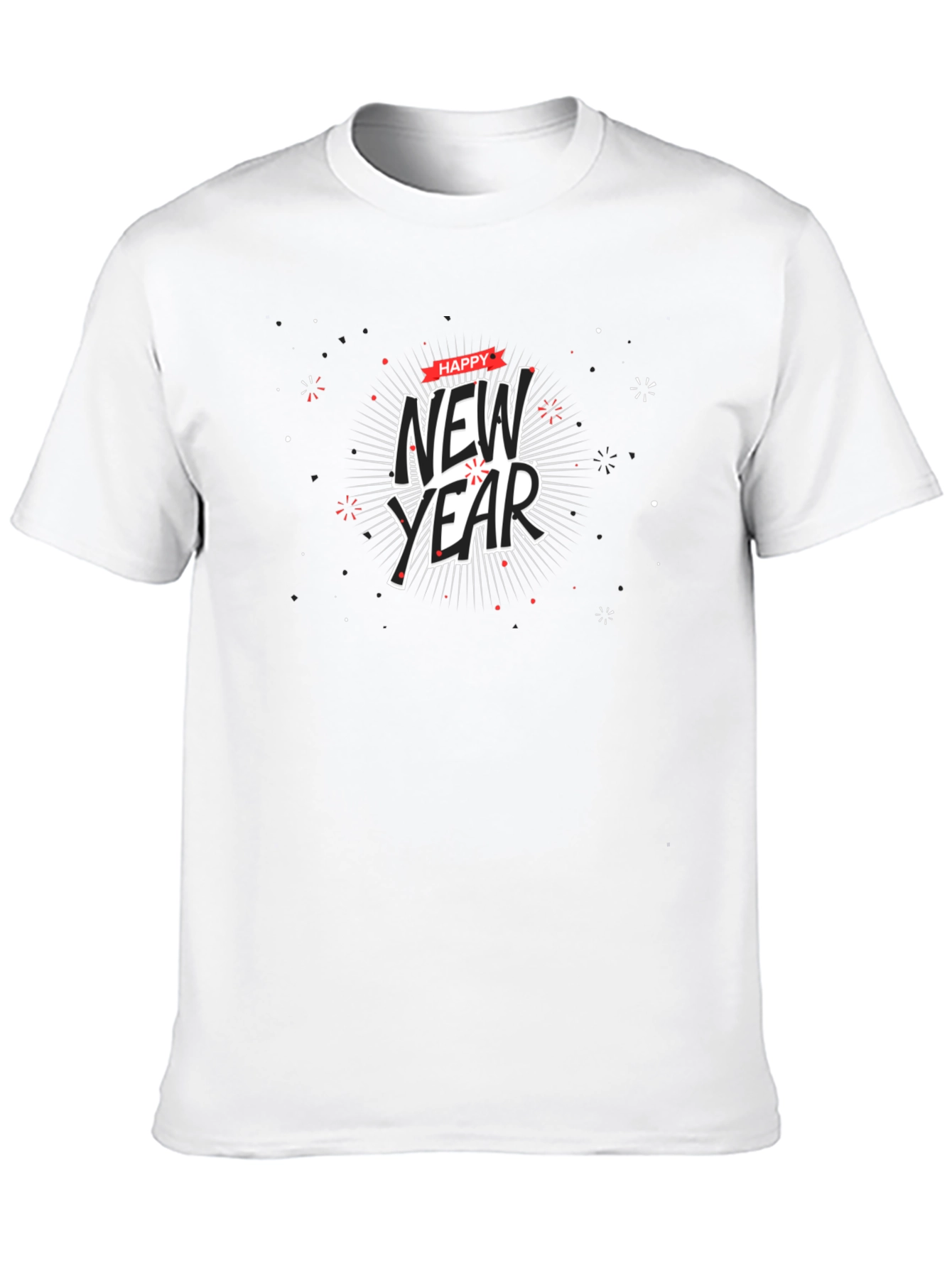 Happy New Year Graphic Black T-Shirt