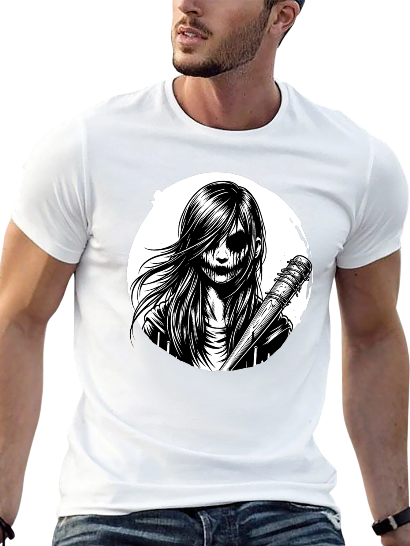Creepy Girl Graphic Tee - Black T-Shirt