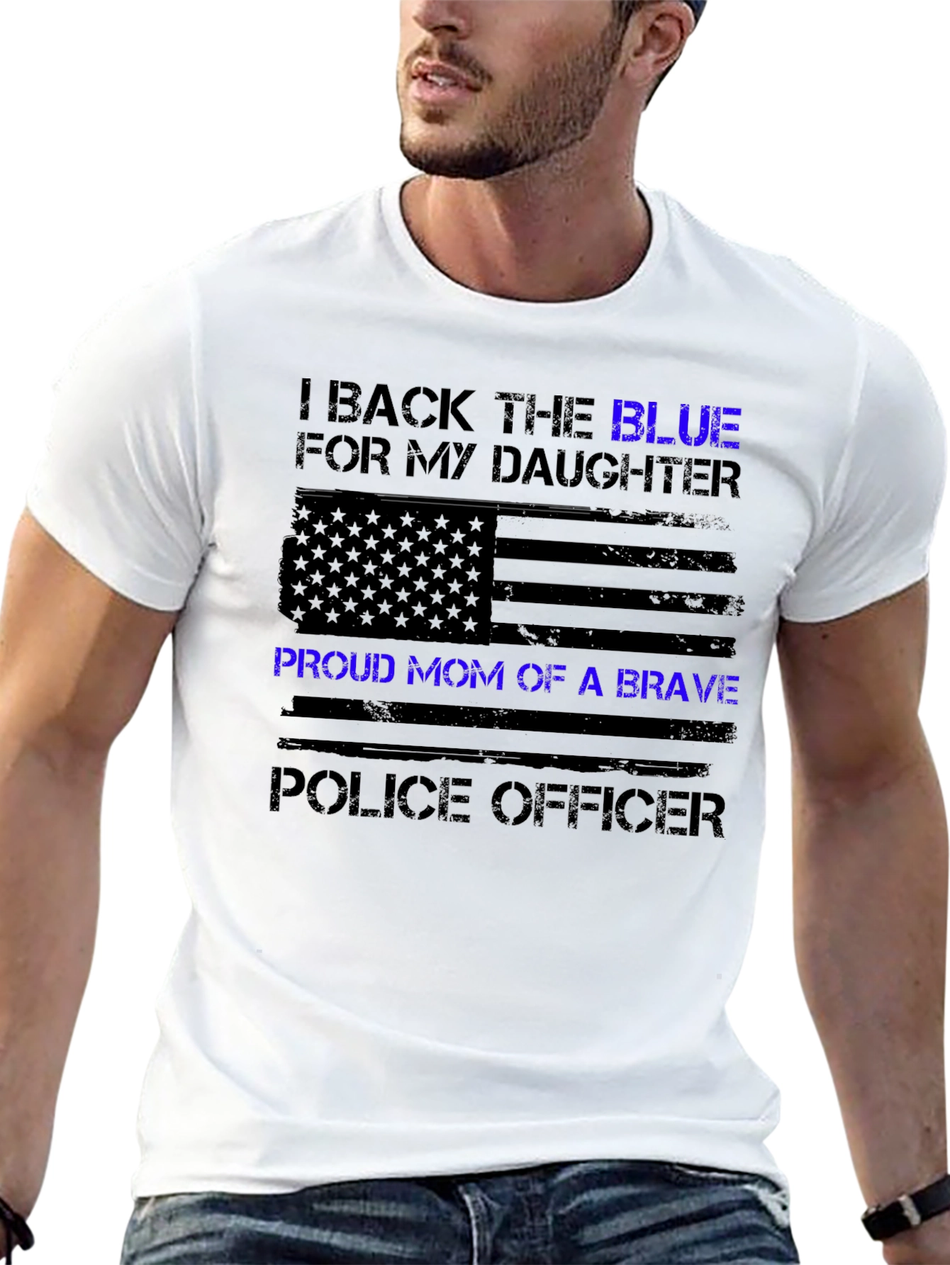 I Back the Blue Proud Mom Police Officer T-Shirt
