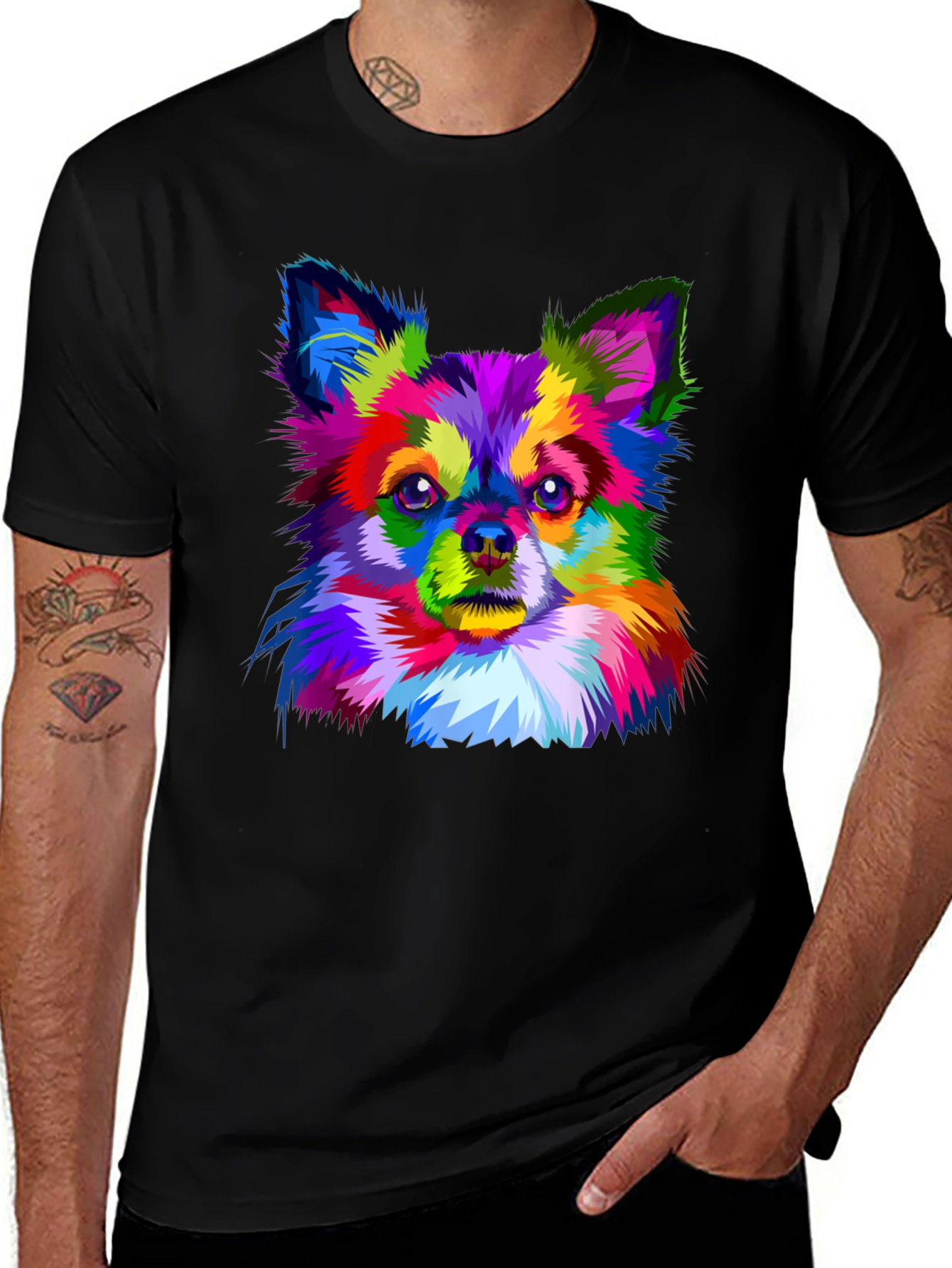 Vibrant Chihuahua Art Print Black T-Shirt