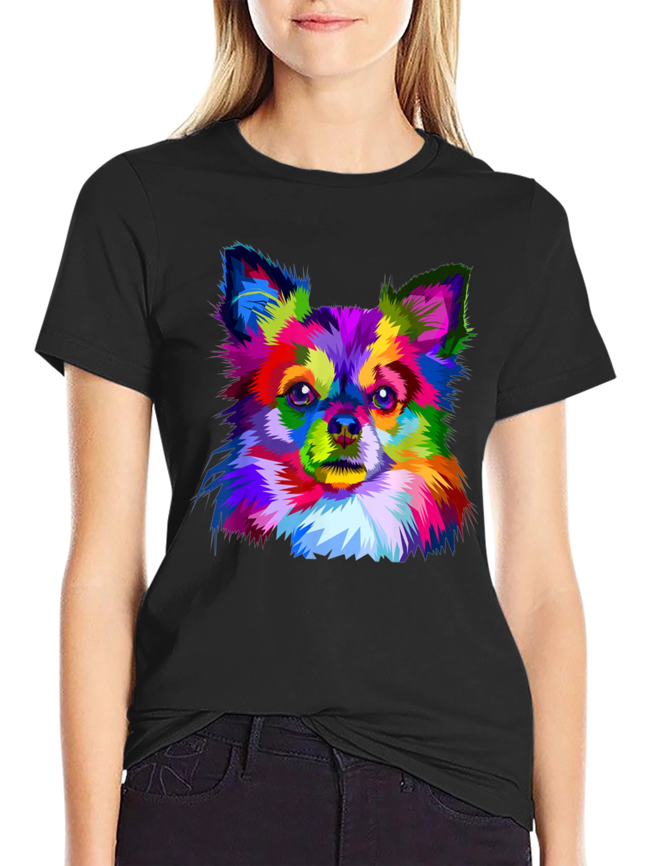 Vibrant Chihuahua Art Print Black T-Shirt