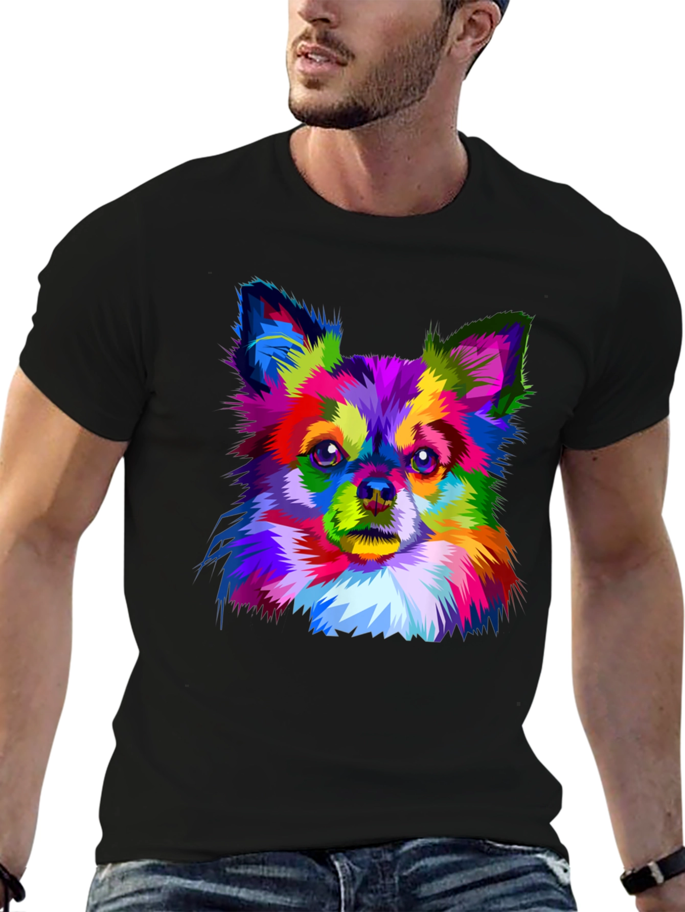 Vibrant Chihuahua Art Print Black T-Shirt