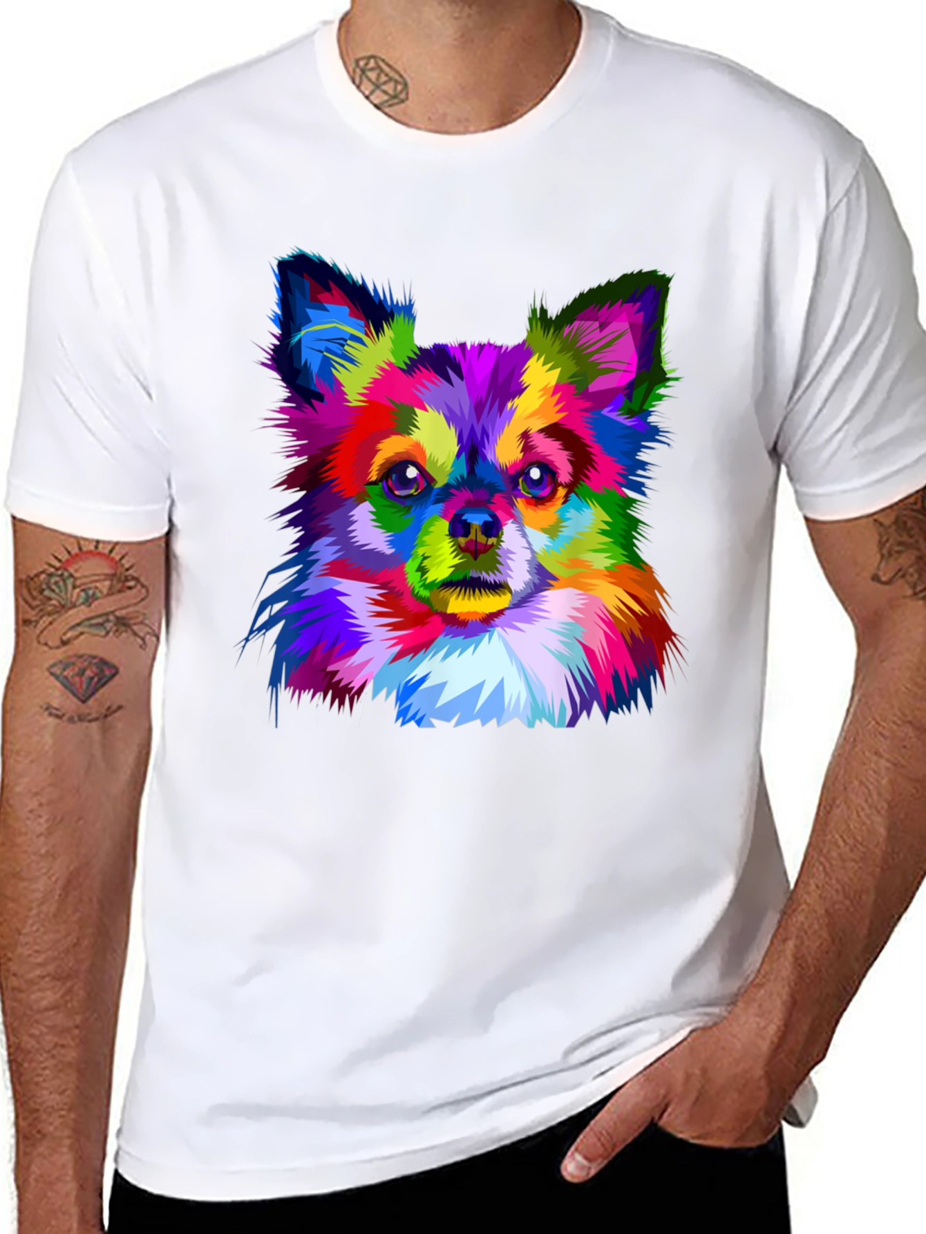 Vibrant Chihuahua Art Print Black T-Shirt