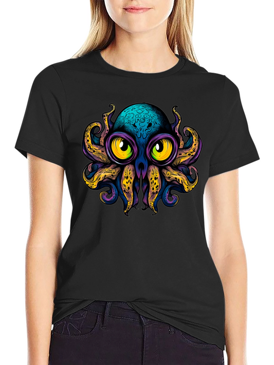 Octopus Graphic Black T-Shirt - Funky Sea Creature Tee