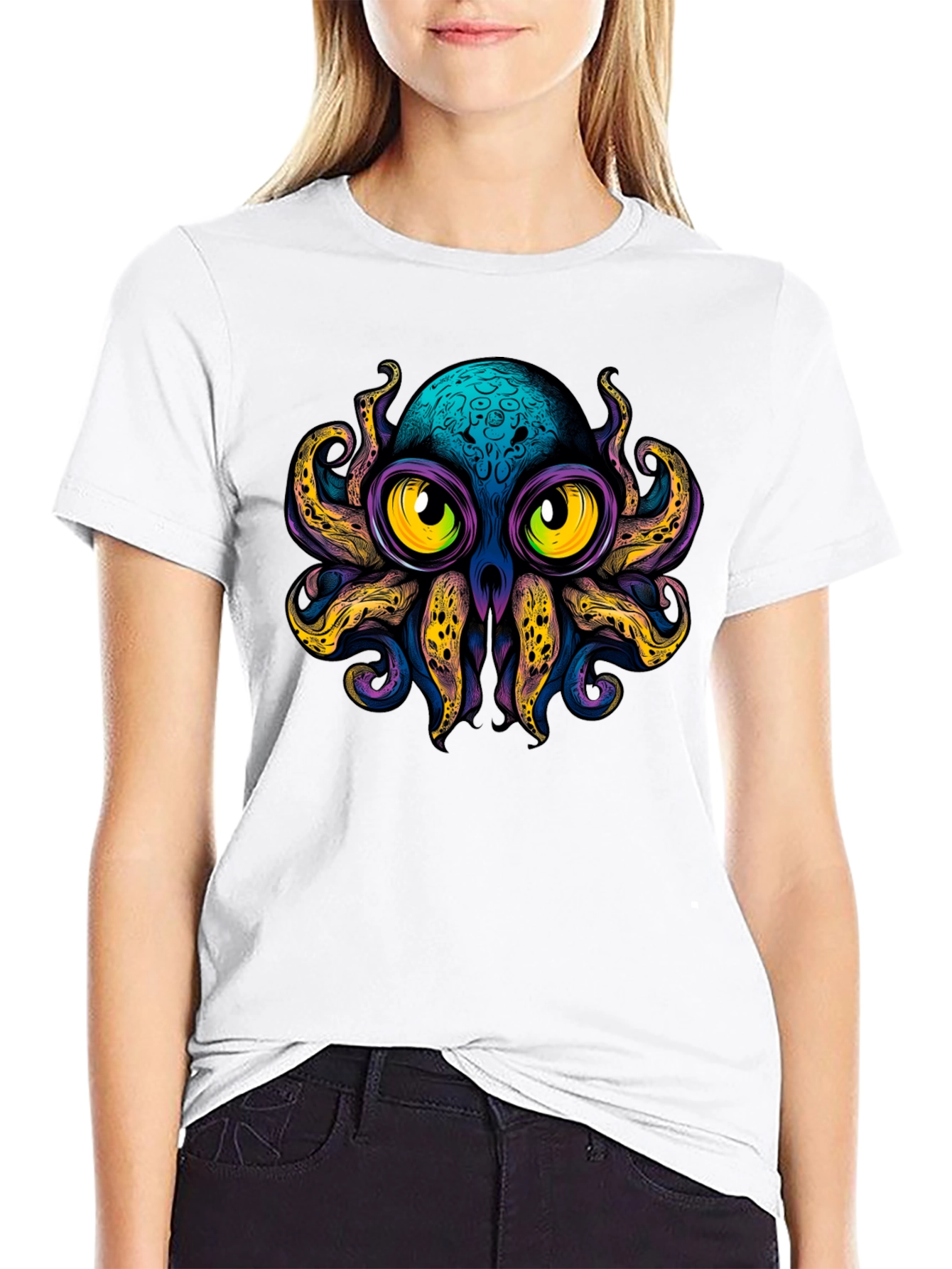 Octopus Graphic Black T-Shirt - Funky Sea Creature Tee