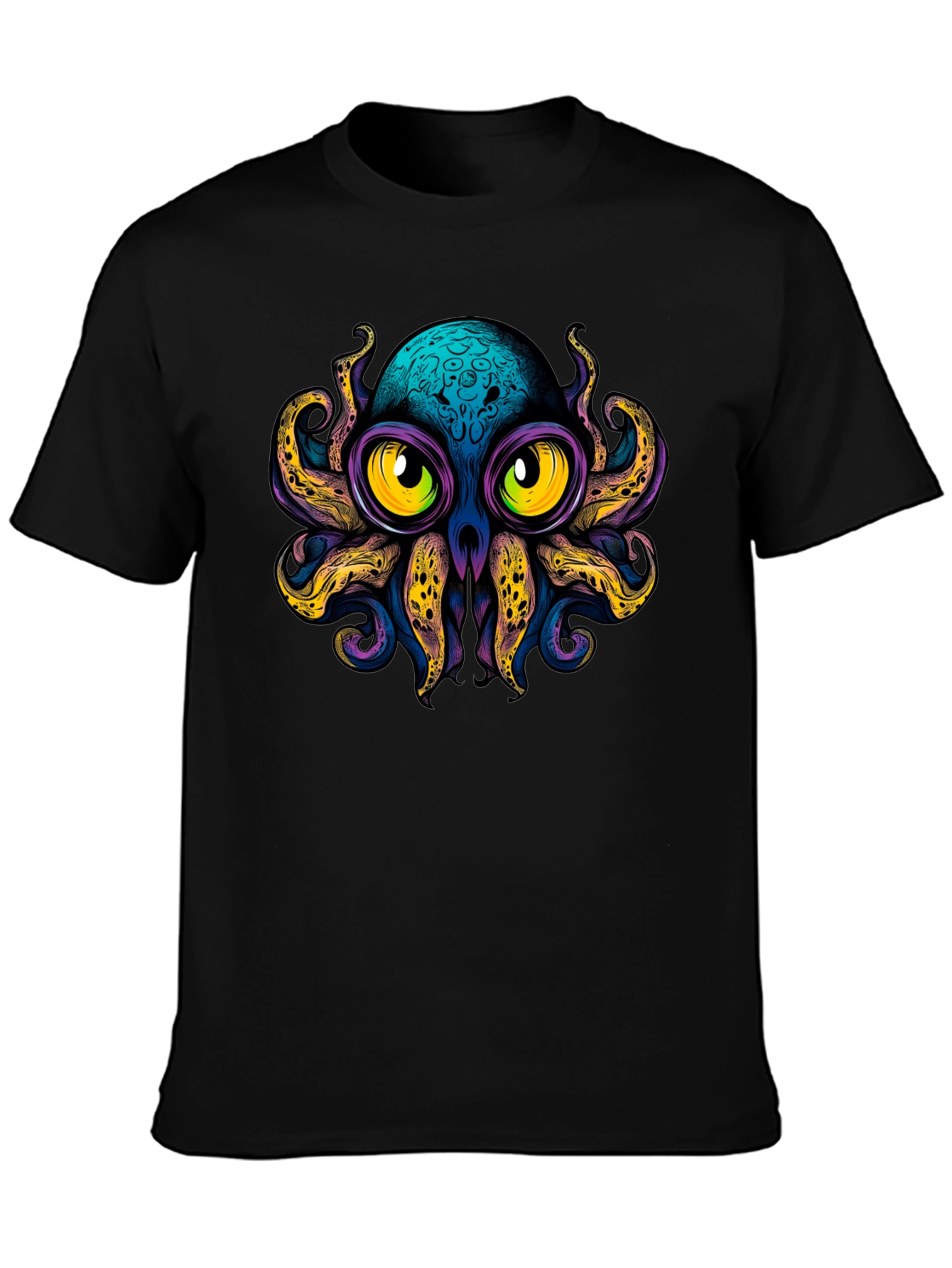 Octopus Graphic Black T-Shirt - Funky Sea Creature Tee