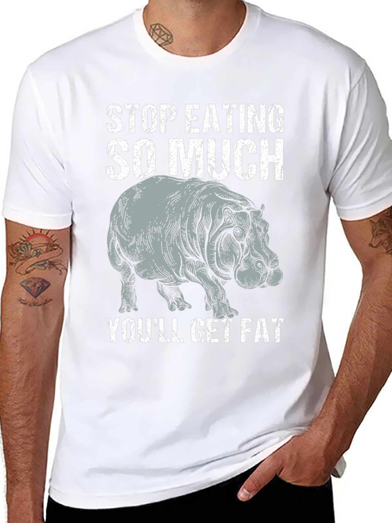 Stop Eating So Much Hippo Graphic T-Shirt